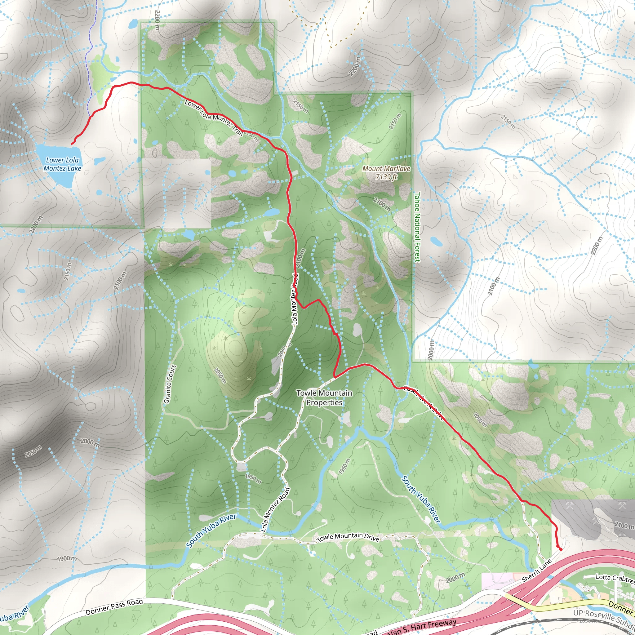 Lower Lola Montez Lake Trail mobile static map
