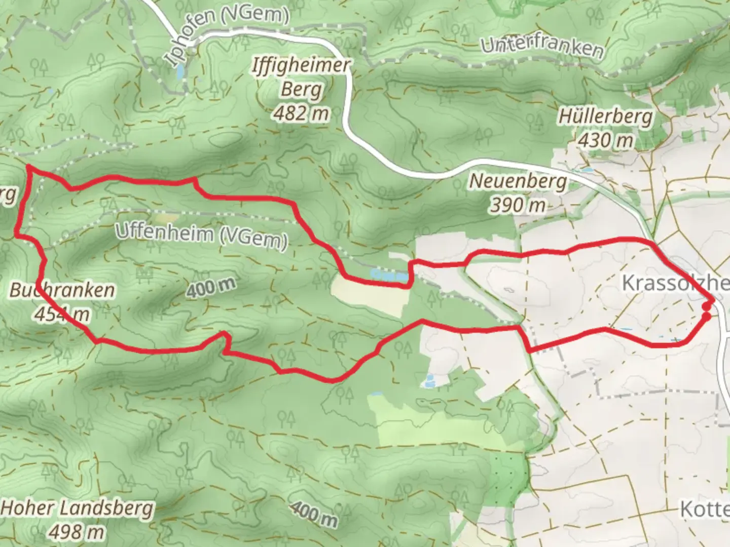 An image depicting the trail Sugenheim Rundweg and its surrounding area.