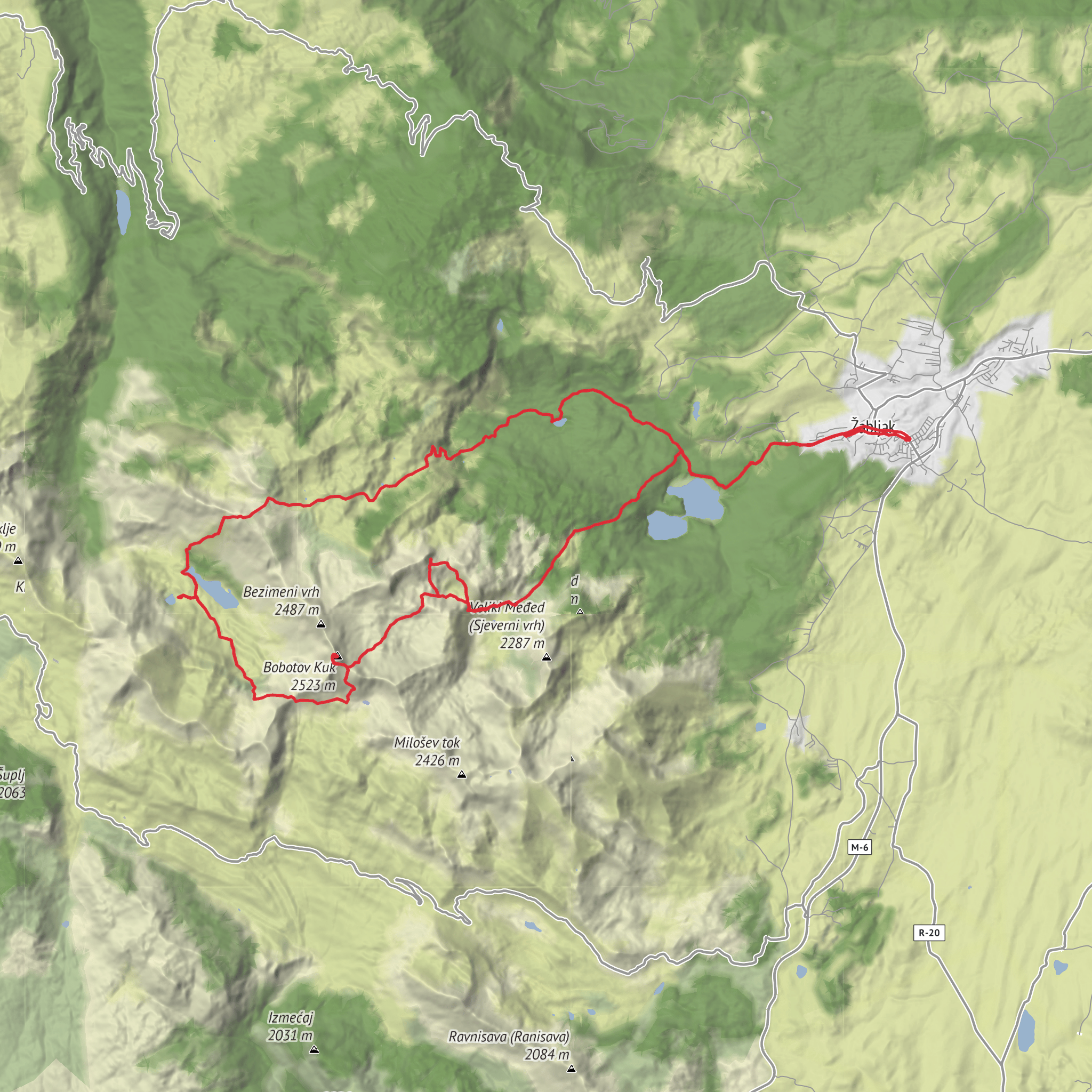 Žabljak, Škrčka Jezera (camp), Bobotov Kuk, Lokvice (camp), Ice cave and Žabljak Loop mobile static map