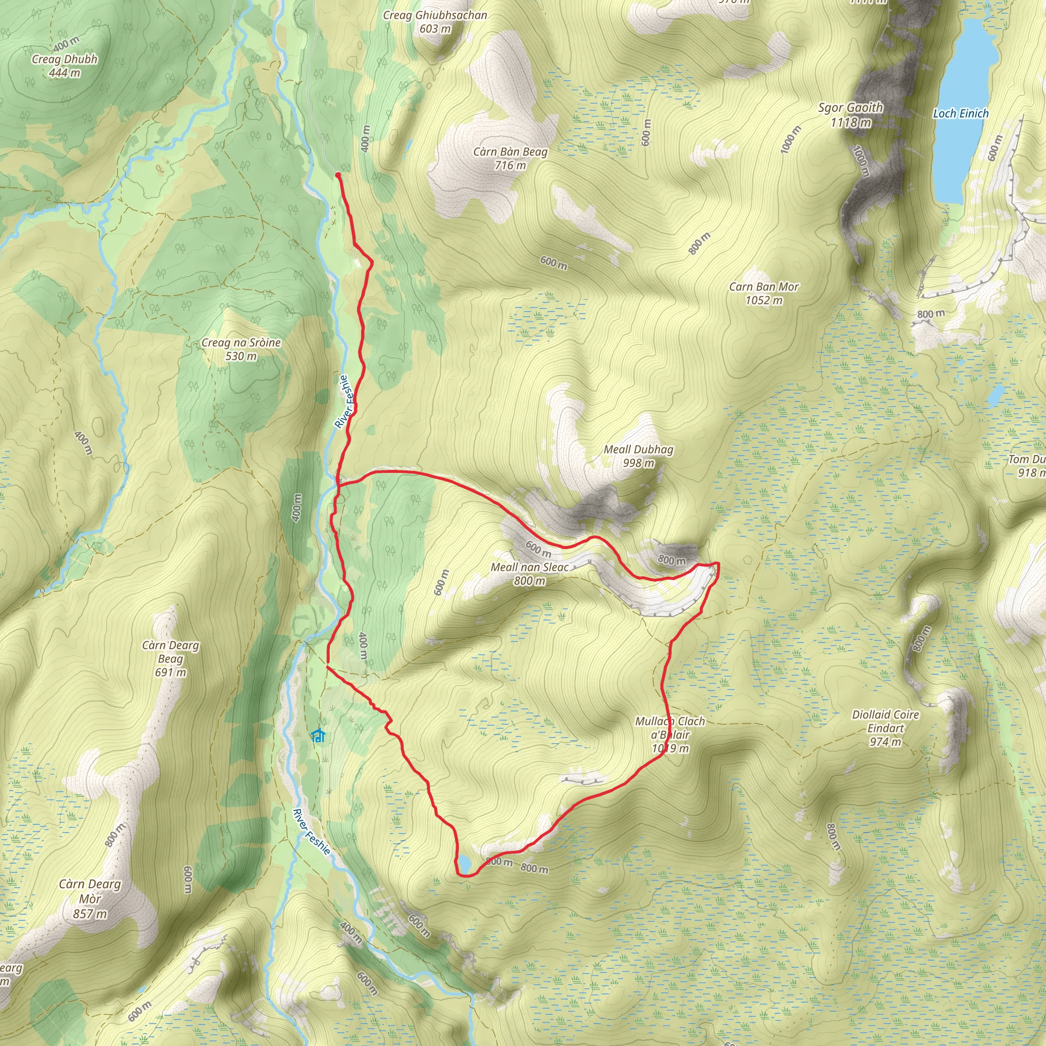 Mullach Clach a' Bhlàir Loop from Achlean mobile static map