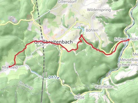 Altenfeld to Schwarzmuehle via Hirschgrund