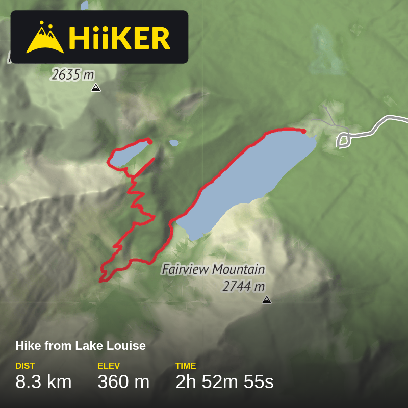 A map preview of the recording Hike from Lake Louise.