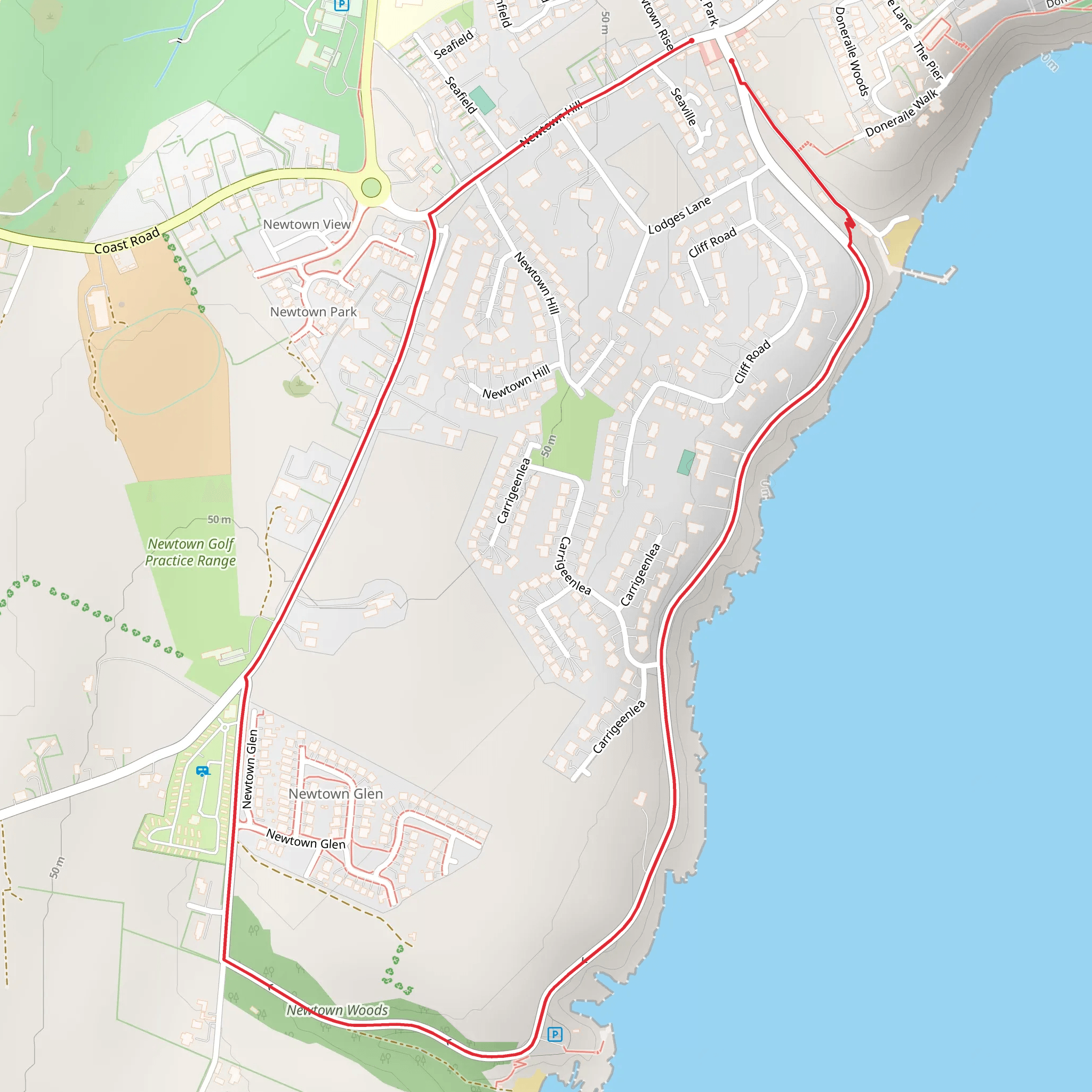 Tramore Cliff Road Loop mobile static map
