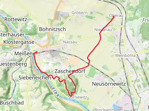 Oberau to Meissen via Boselweg and Rautenbergweg