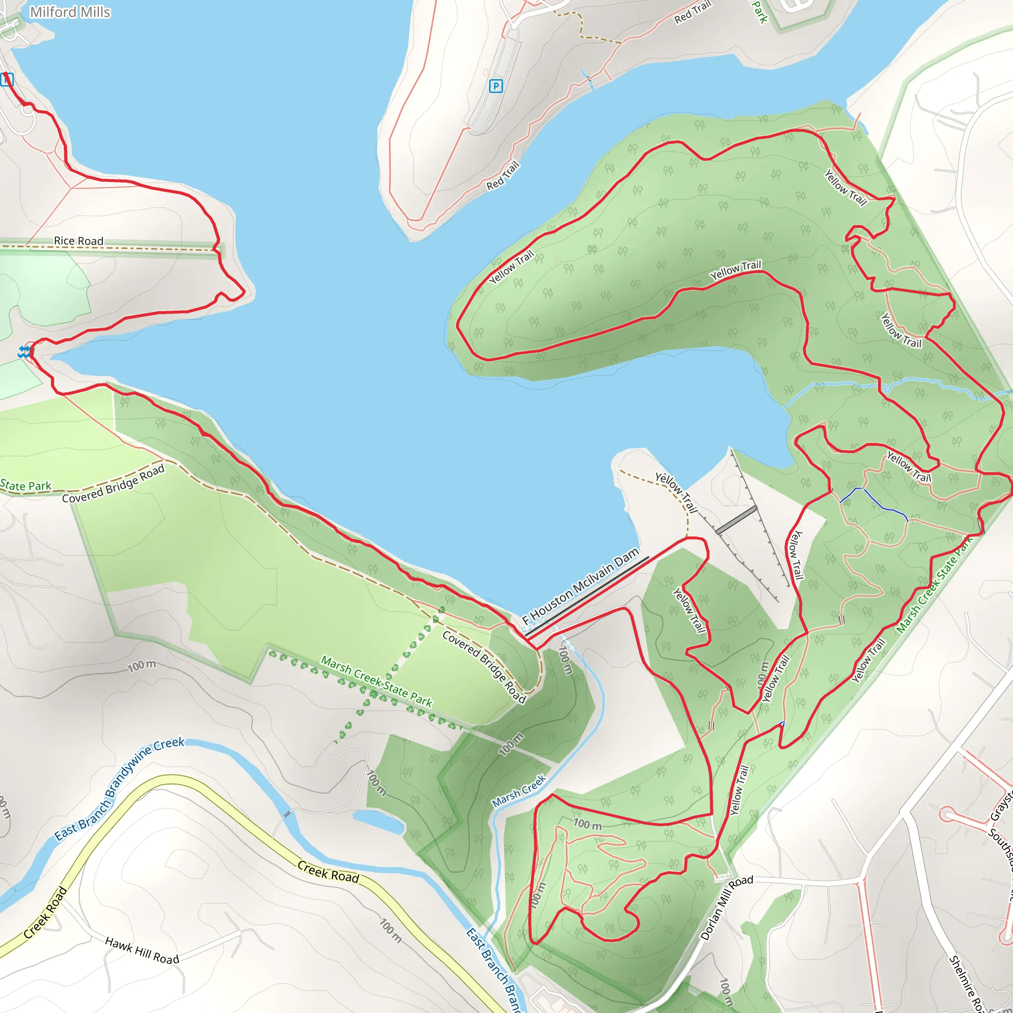 Yellow Trail Loop from Milford Mills mobile static map