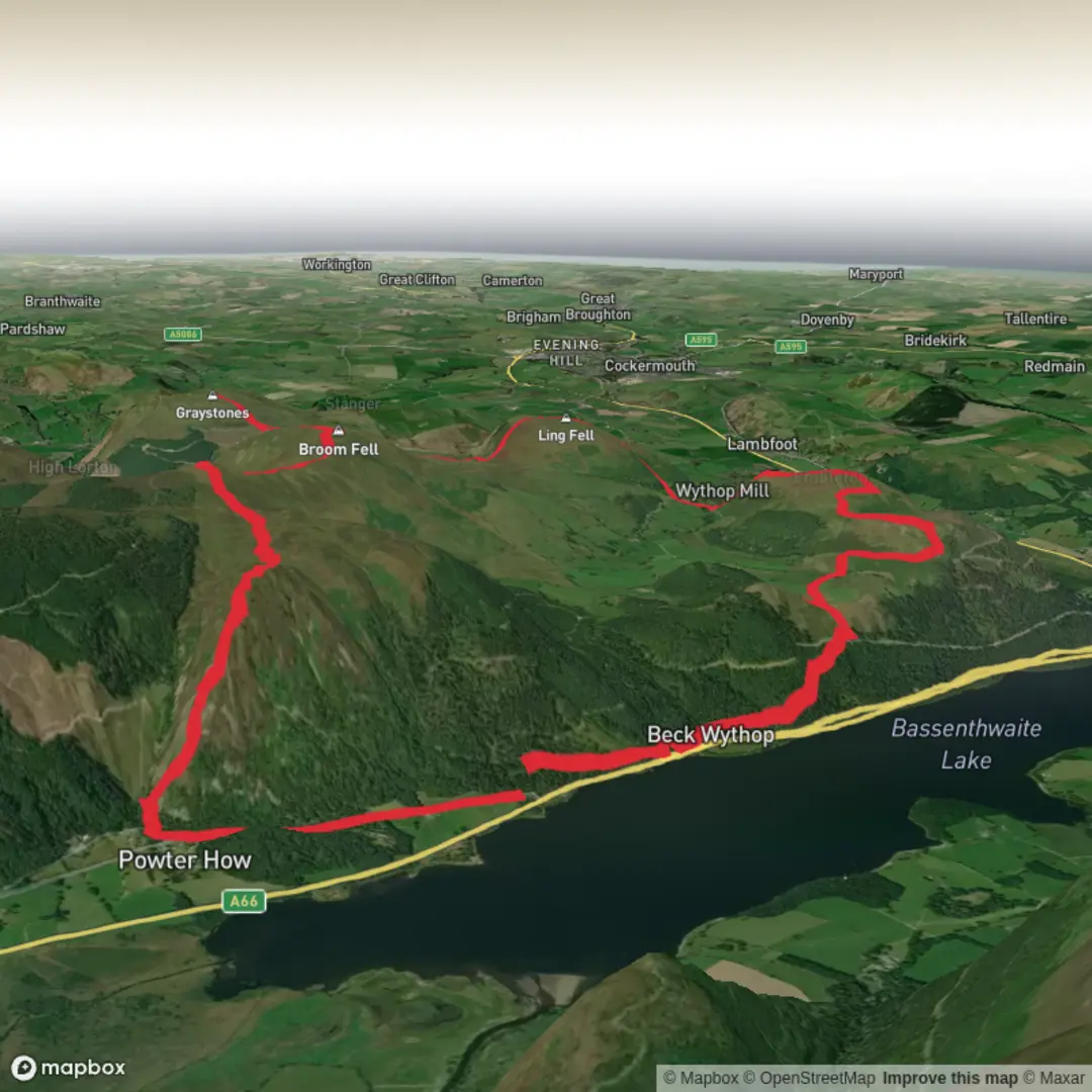 An image depicting the trail Lake District North West circular and its surrounding area.