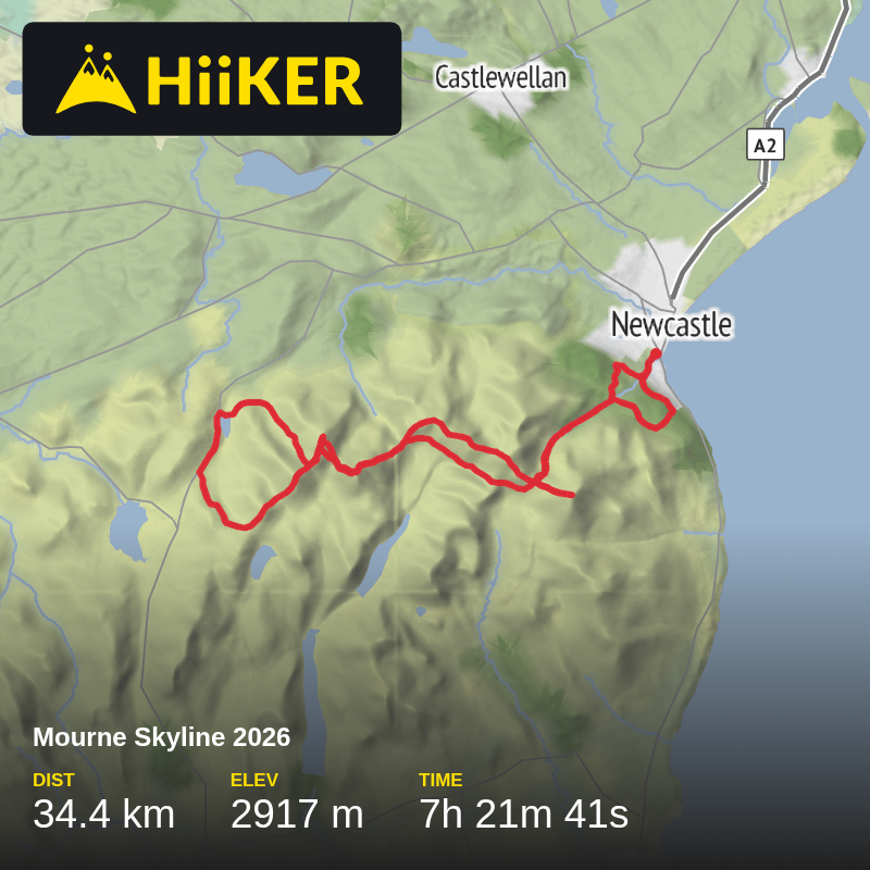 A map preview of the recording Mourne Skyline 2026.