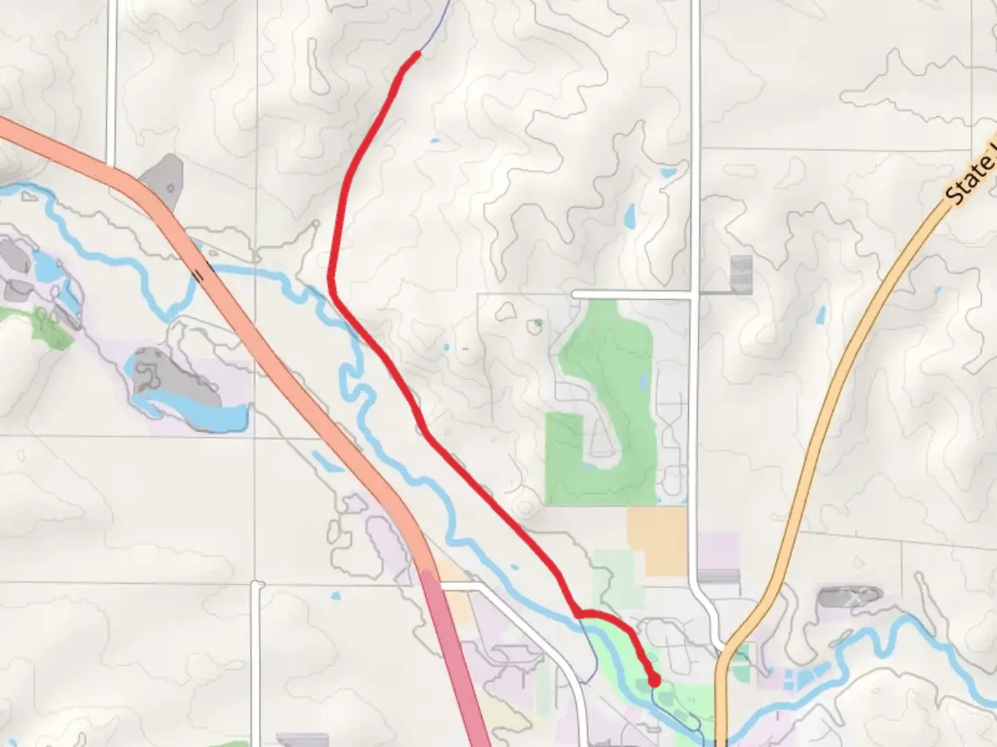 An image depicting the trail Covered Bridge Park and Goodhue Pioneer State Trail and its surrounding area.