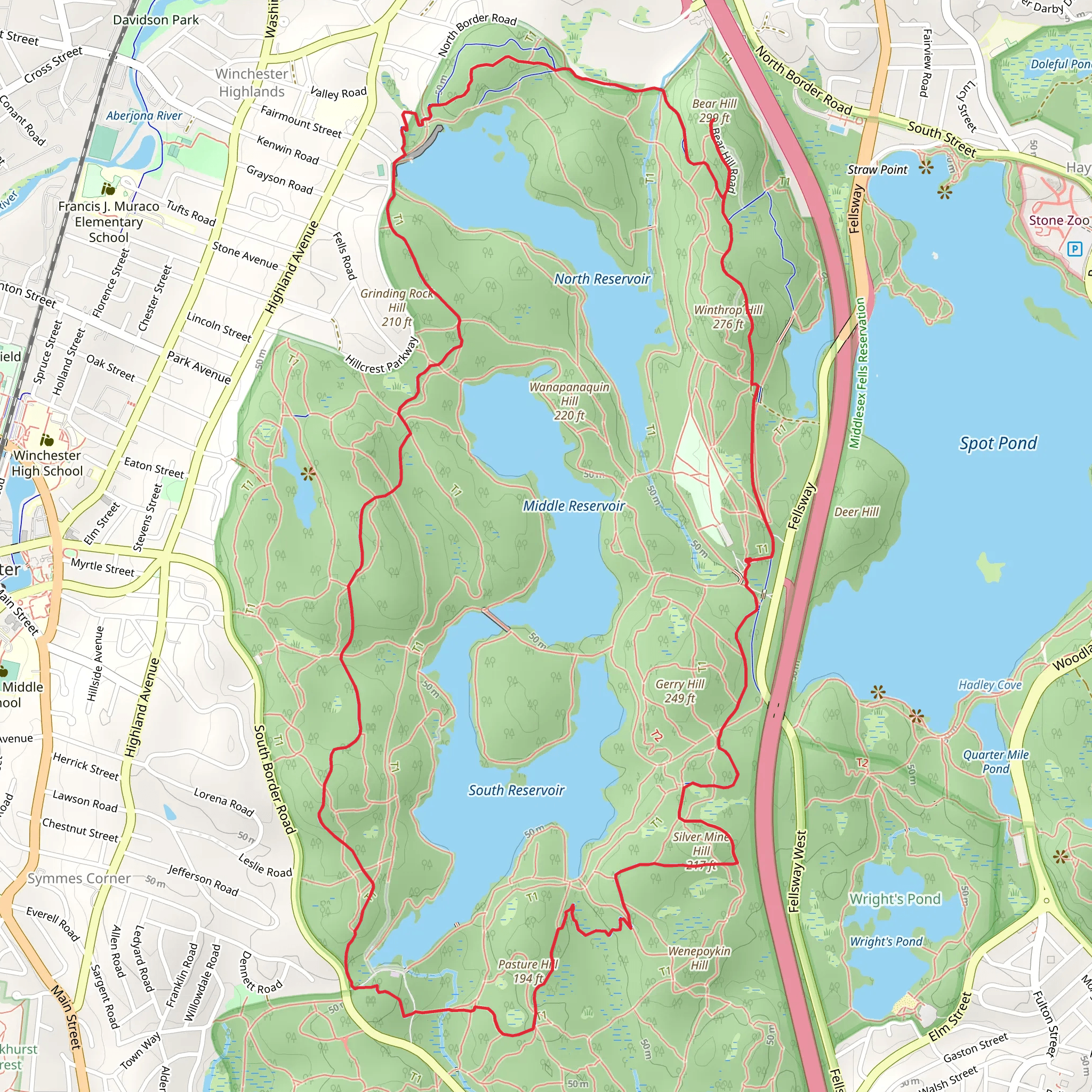 South Reservoir - Middle Reservoir and North Reservoir Loop mobile static map