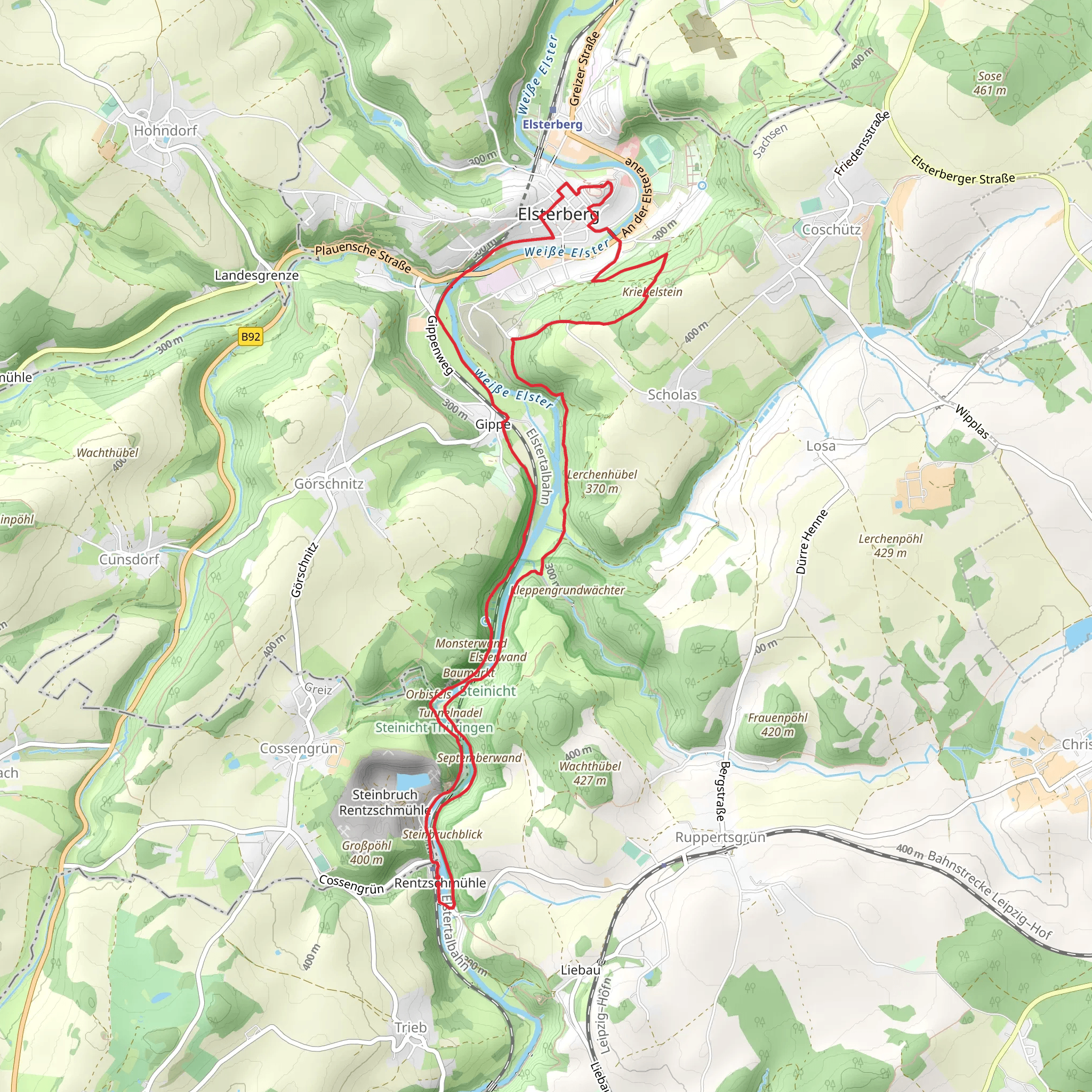 Weiße Elster and Ruine Elsterberg Loop from Rentzsch Muhle mobile static map
