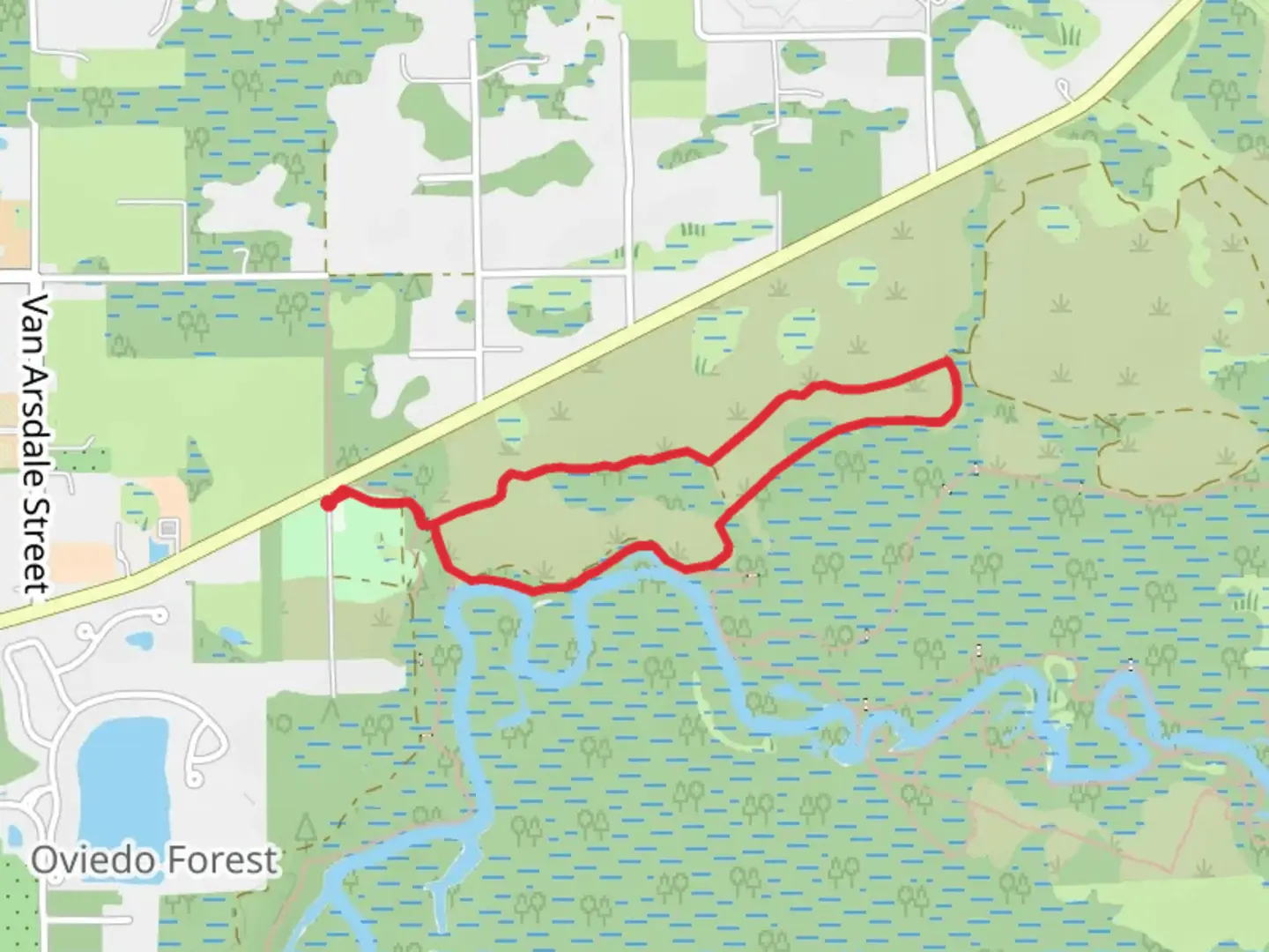 An image depicting the trail Barr Street and Florida Loop Trail and its surrounding area.