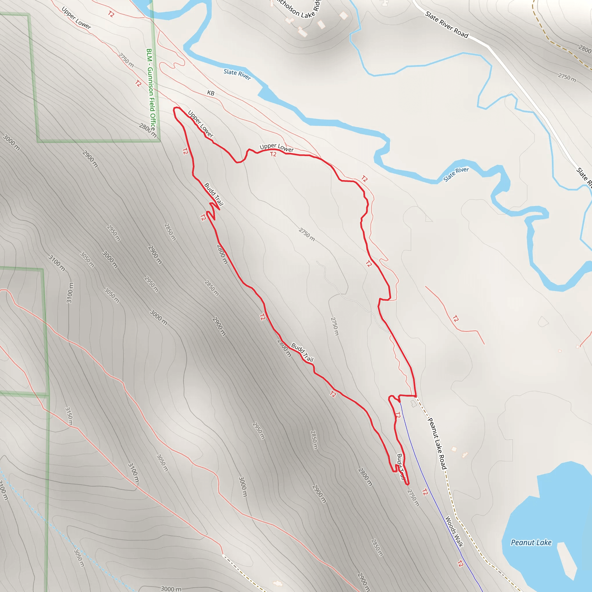 Budd and Lower Loop Wide Path Loop Trail mobile static map