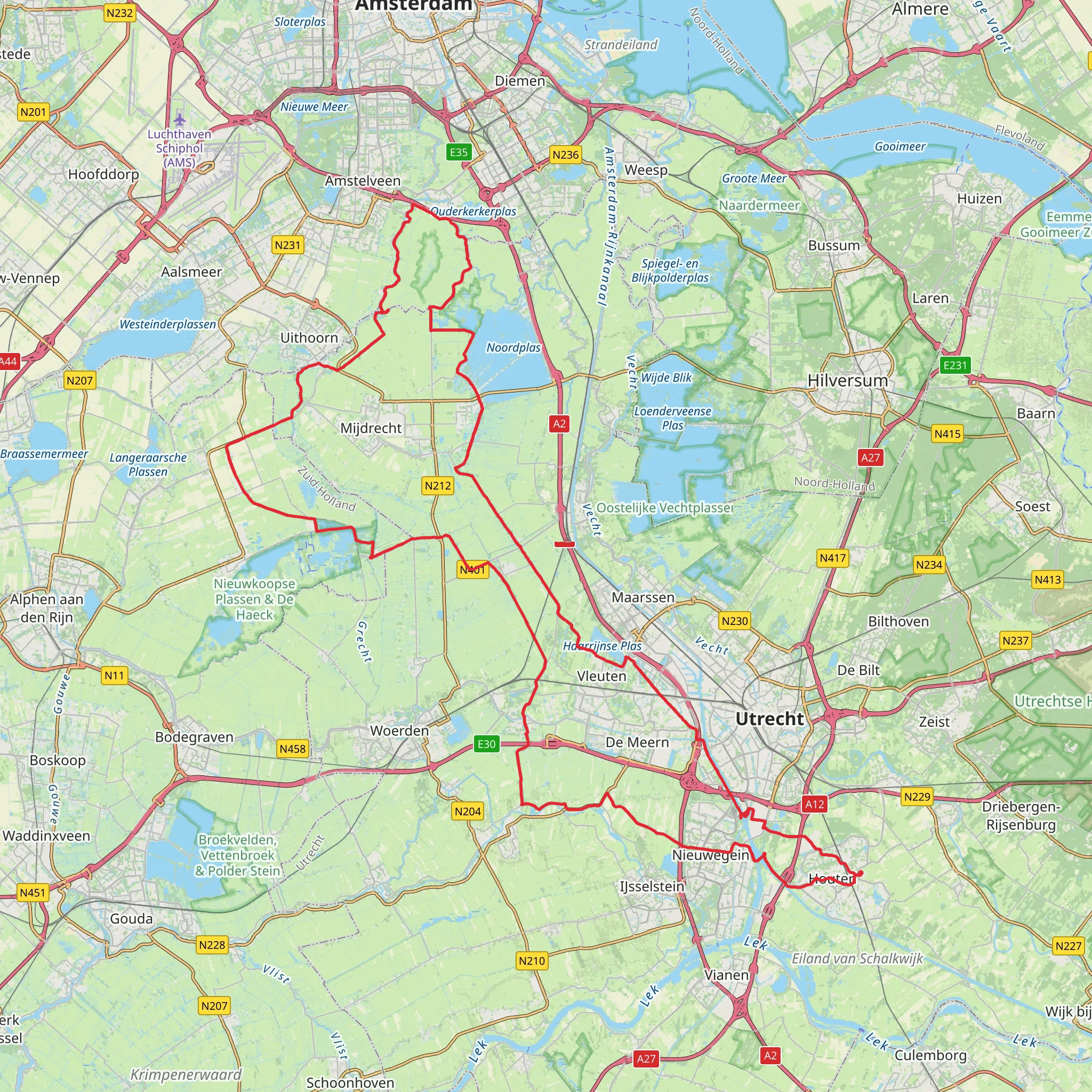 Vleuten, Vinkeveensche Plassen and Nieuwkoopsche Plassen Loop mobile static map