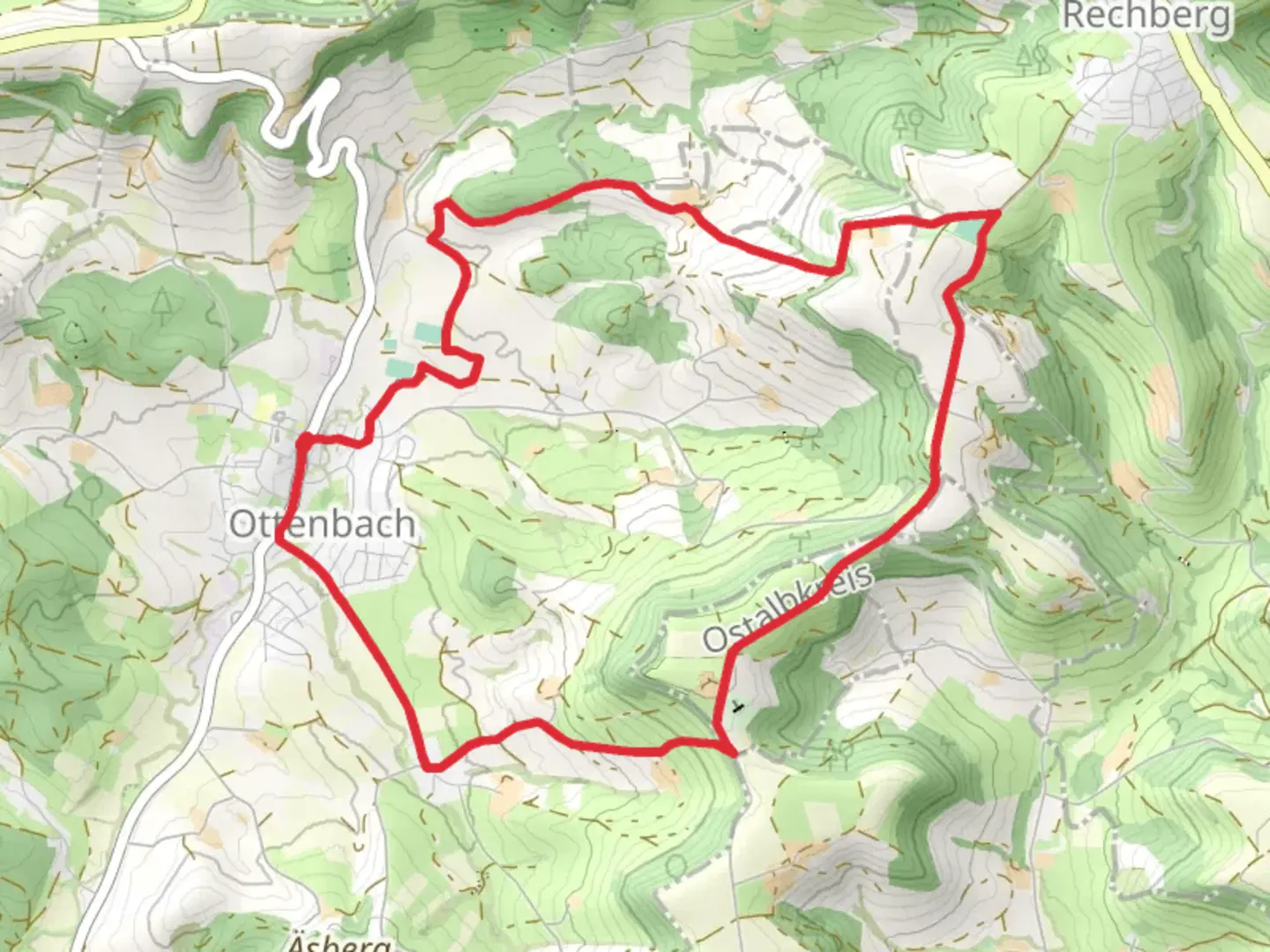 An image depicting the trail Cyriakusweg and its surrounding area.