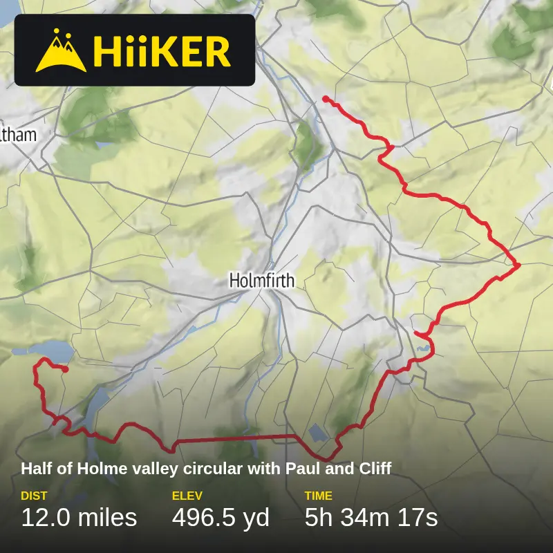 A map preview of the recording Half of Holme valley circular with Paul and Cliff.