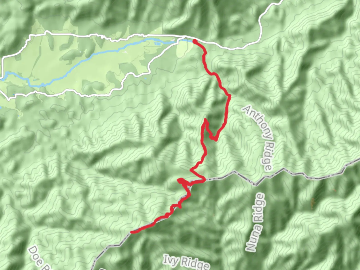 An image depicting the trail Lawson Gant Lot and Devils Tater Patch via Appalachian Trail and its surrounding area.