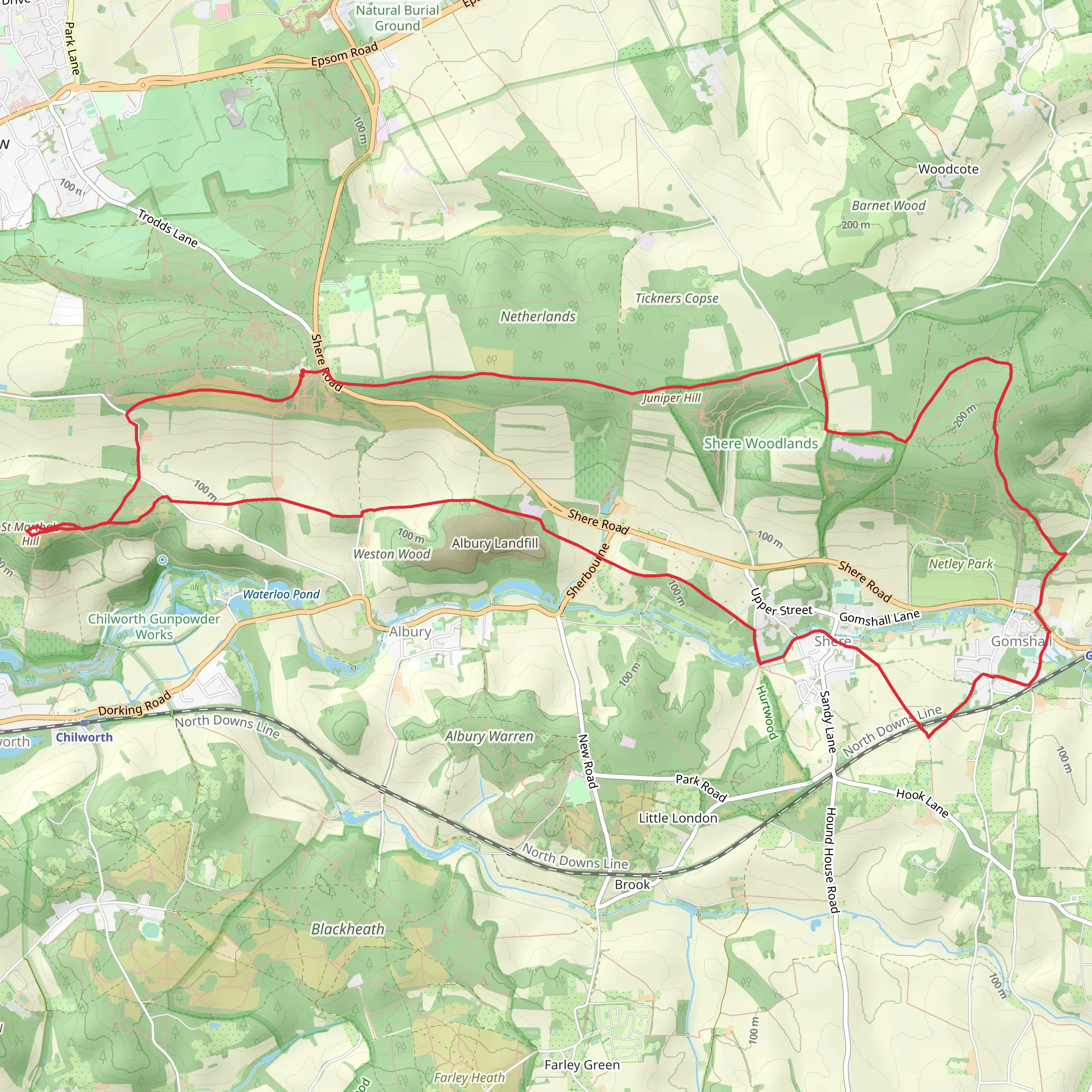 St Martha's Hill and Netley Park NT Loop mobile static map