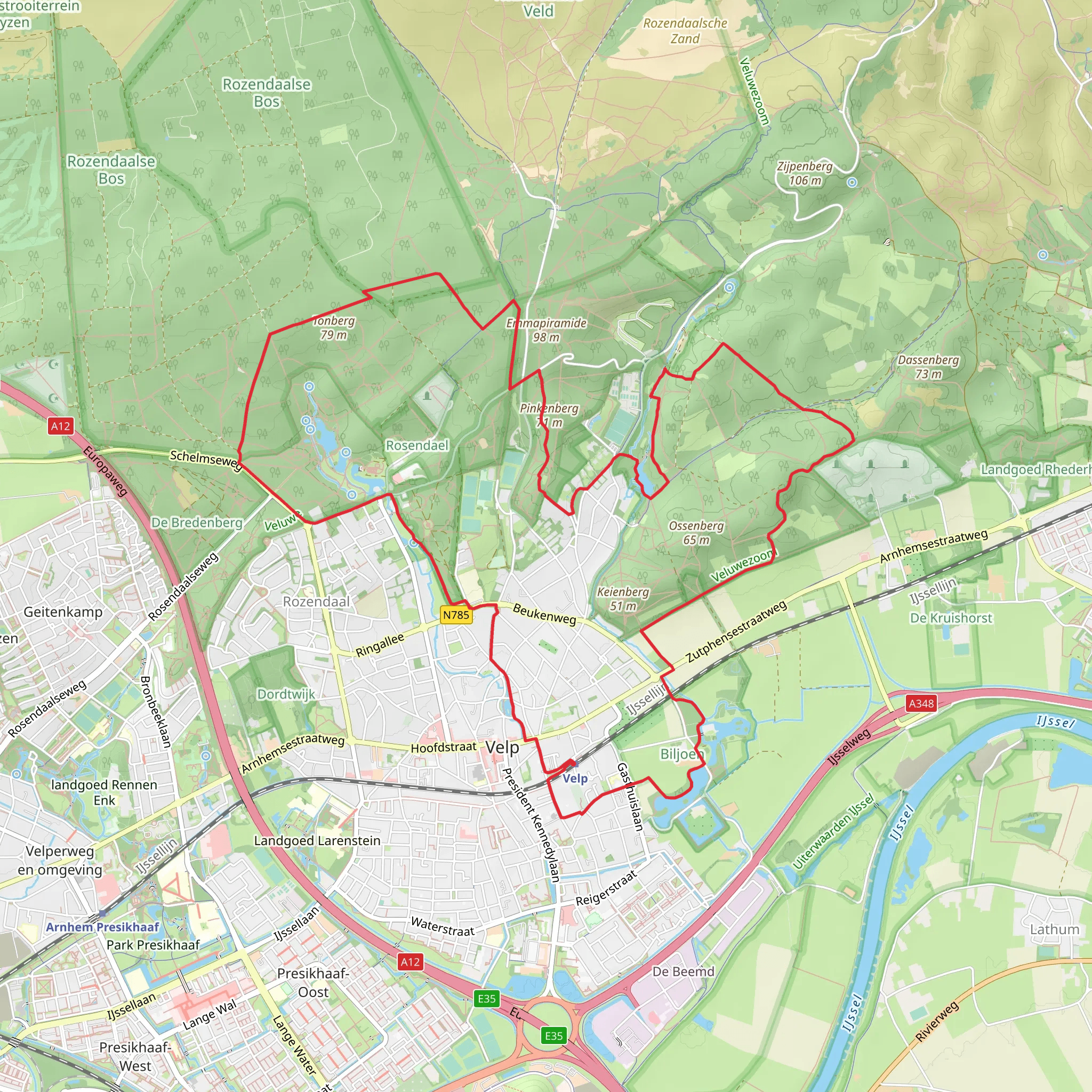 Rozendaalse Beek, Vijver Beekhuizen and Tonberg Loop mobile static map