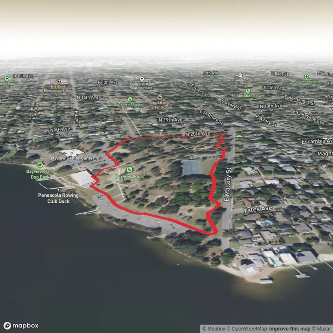 An image depicting the trail Bayview Park Loop and its surrounding area.
