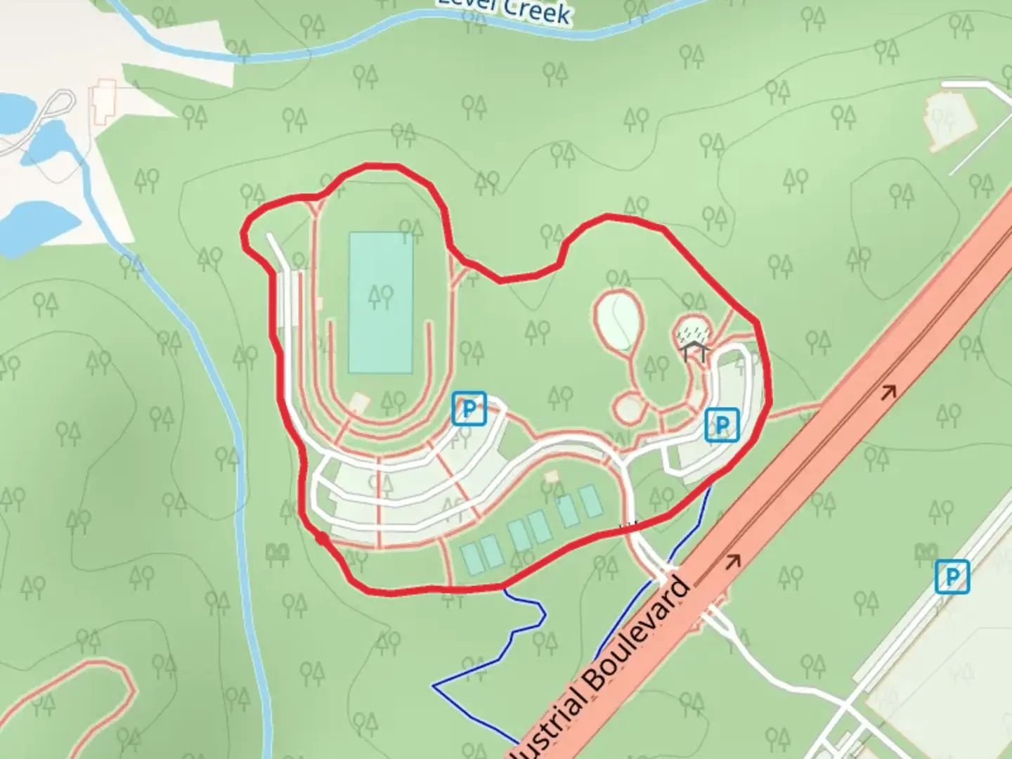 An image depicting the trail Splash Pad Loop and its surrounding area.
