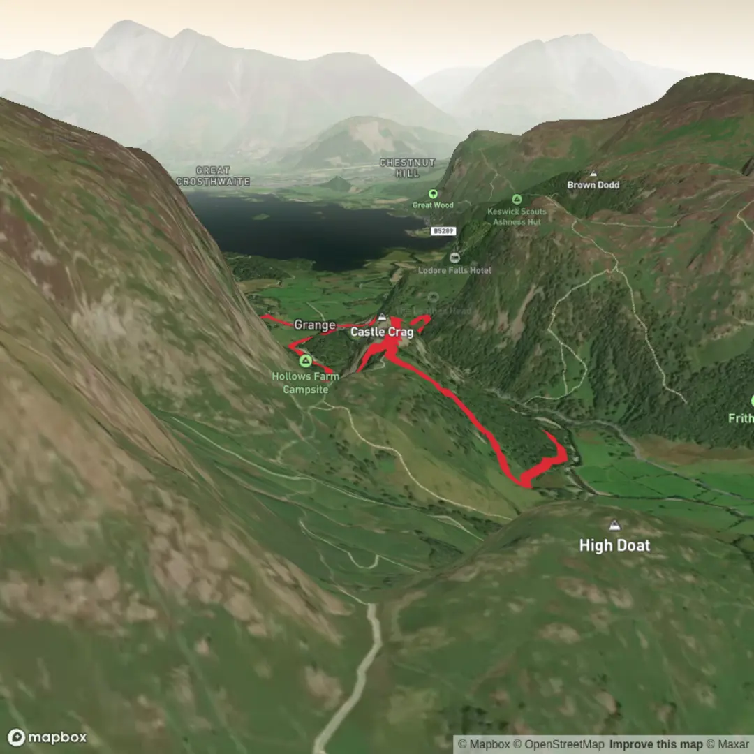 An image depicting the trail Castle Crag and its surrounding area.