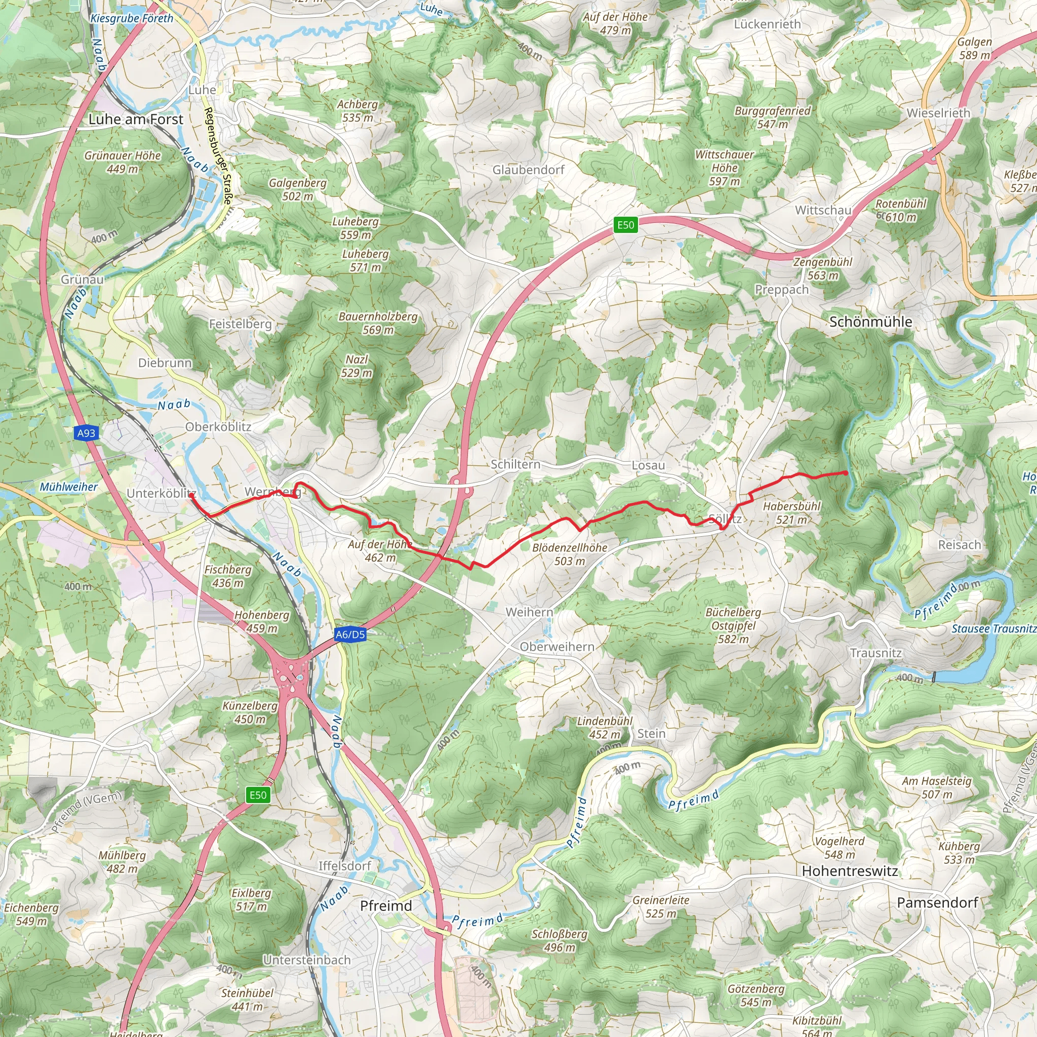 Wernberg to Söllnitz Walk mobile static map