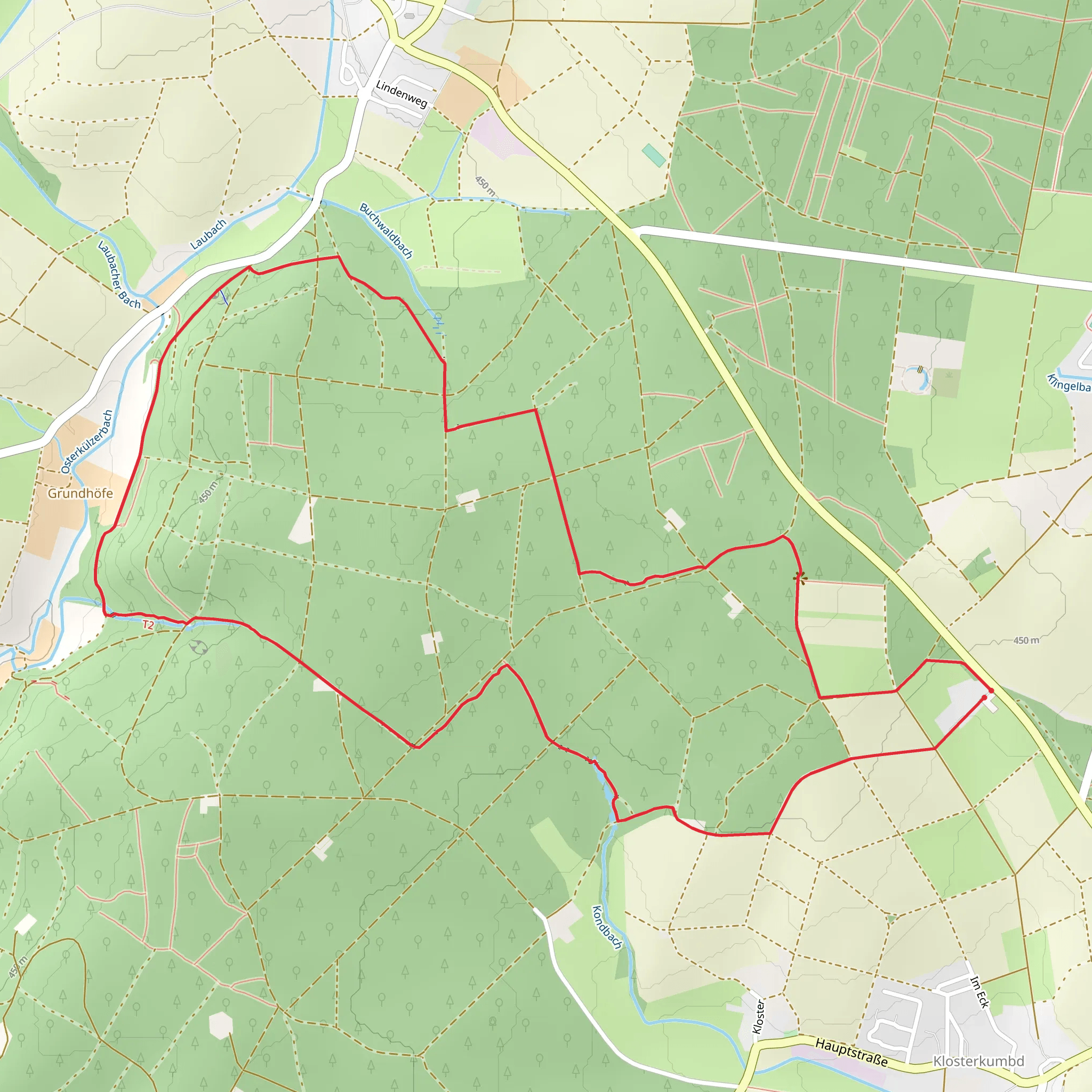 Am Klingelborn Loop - Staatsforst Klosterwald mobile static map