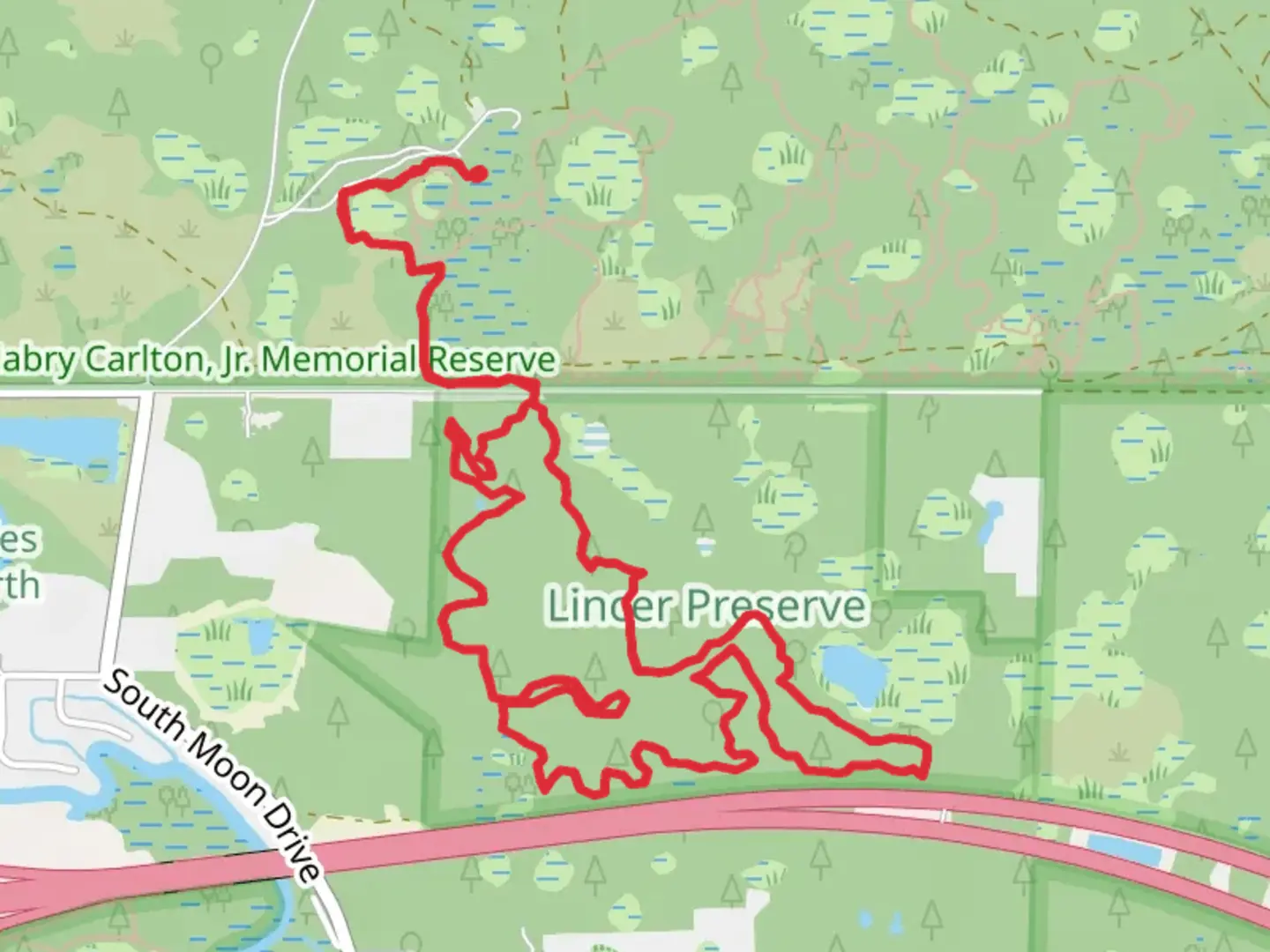 An image depicting the trail South of the Border Loop and its surrounding area.