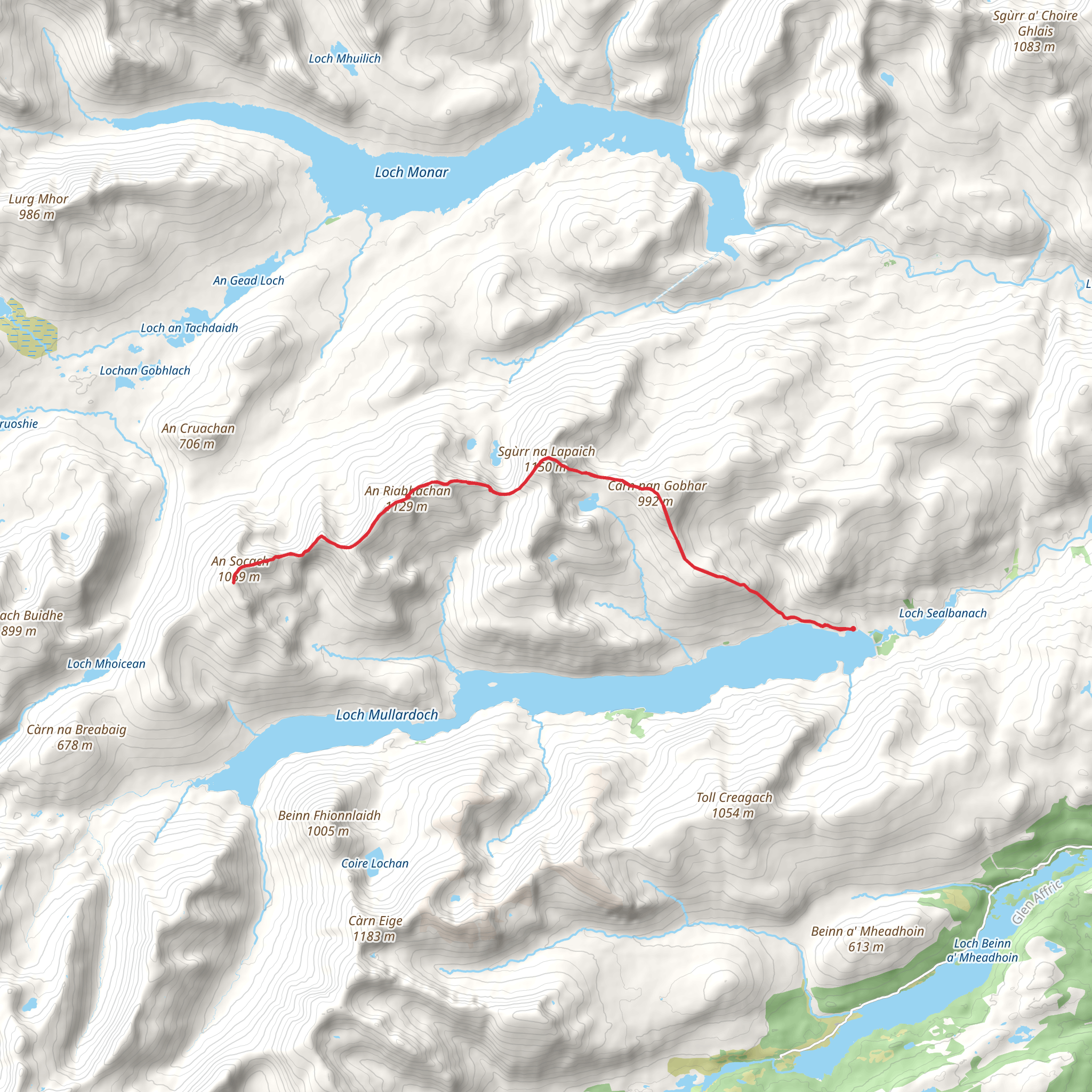 An Socach - Mullardoch Walk mobile static map