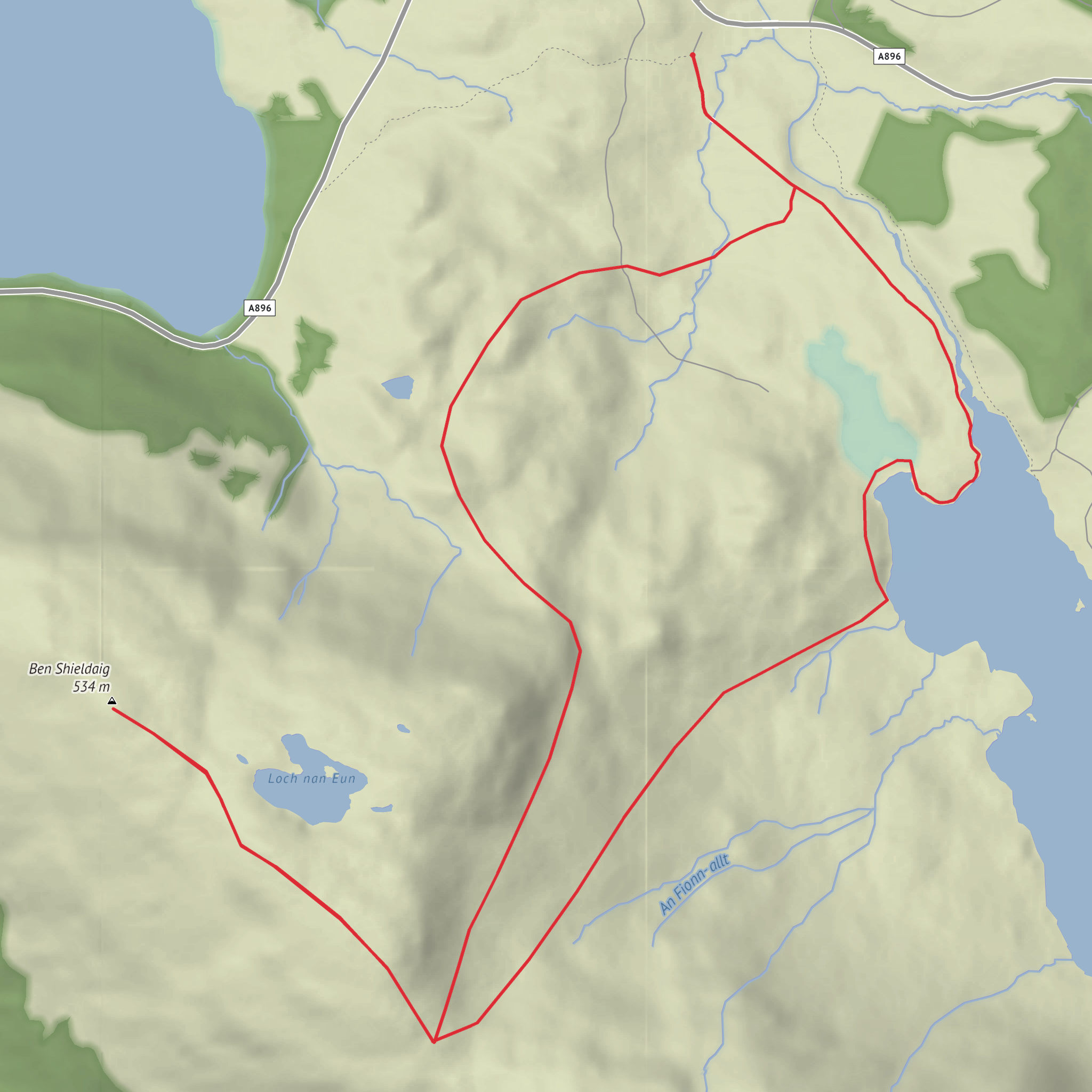 Loch Damh and Ben Shieldaig Loop mobile static map