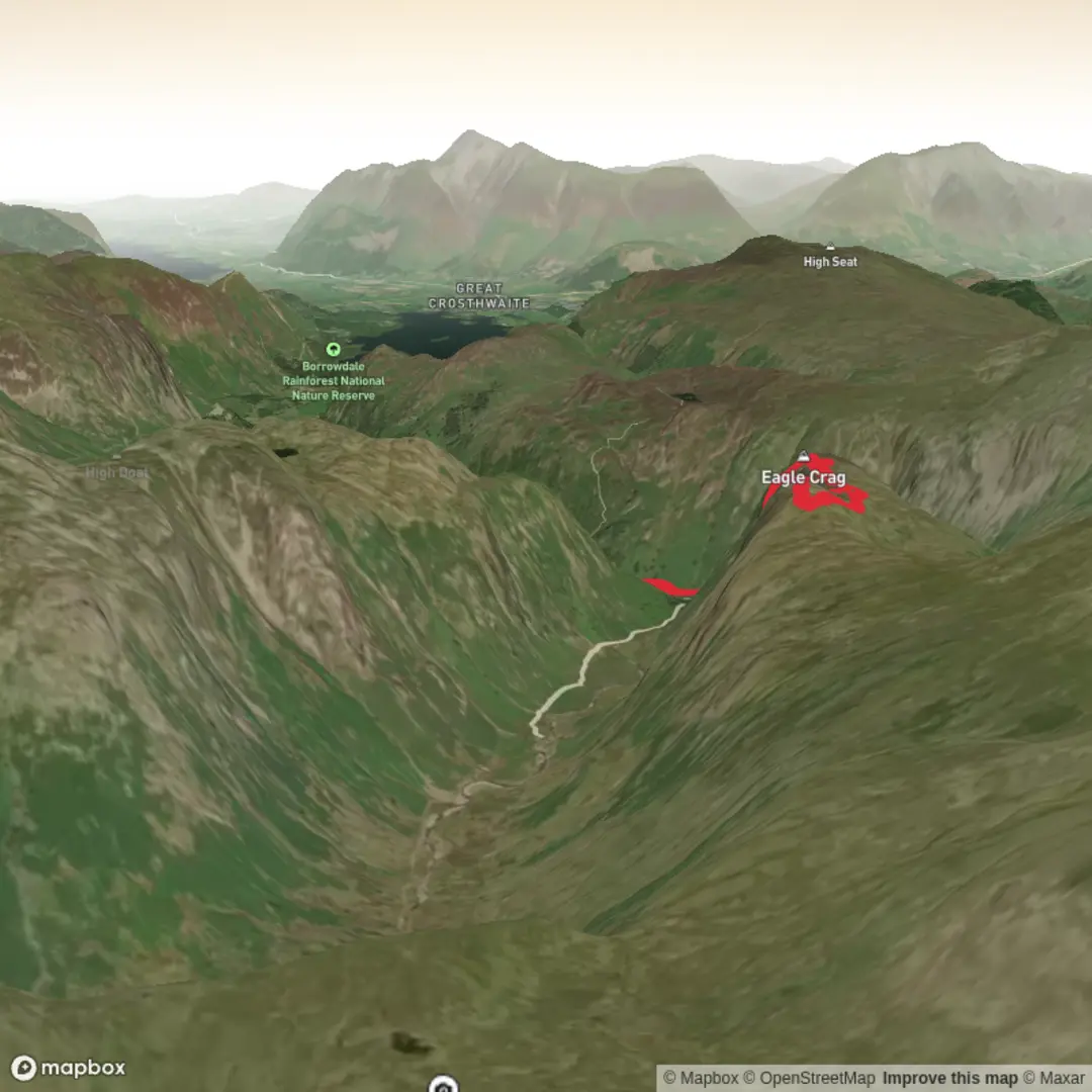 An image depicting the trail Eagle crag and Sergeants Crag walk and its surrounding area.