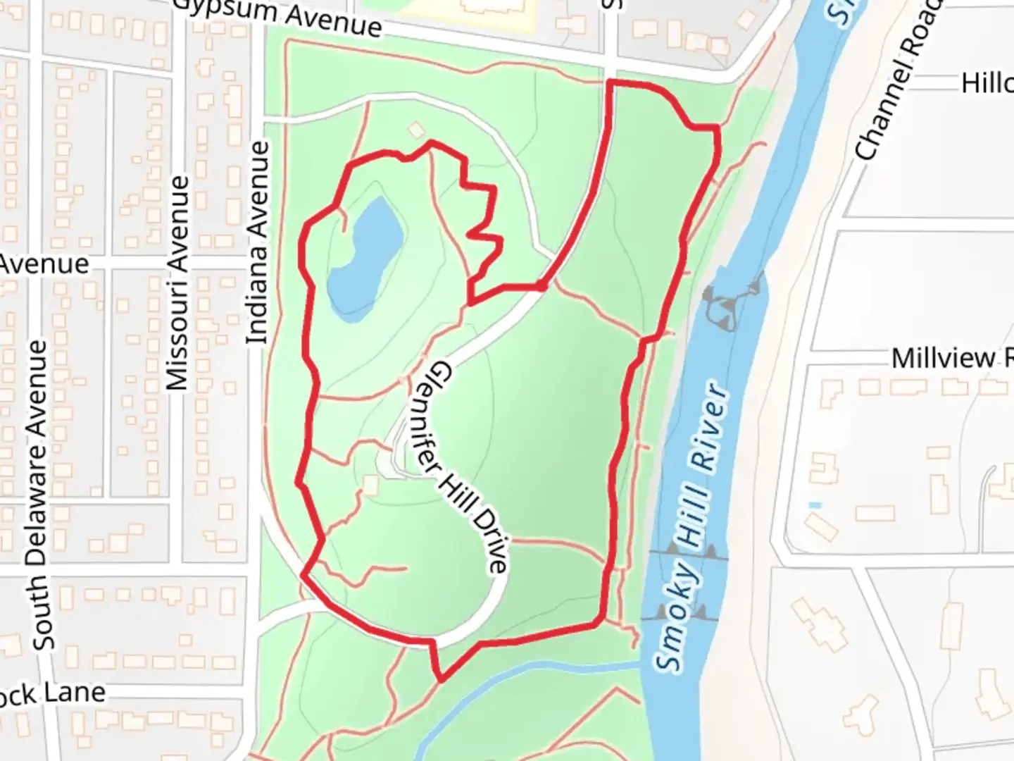 An image depicting the trail Glennifer Hill Drive Loop and its surrounding area.