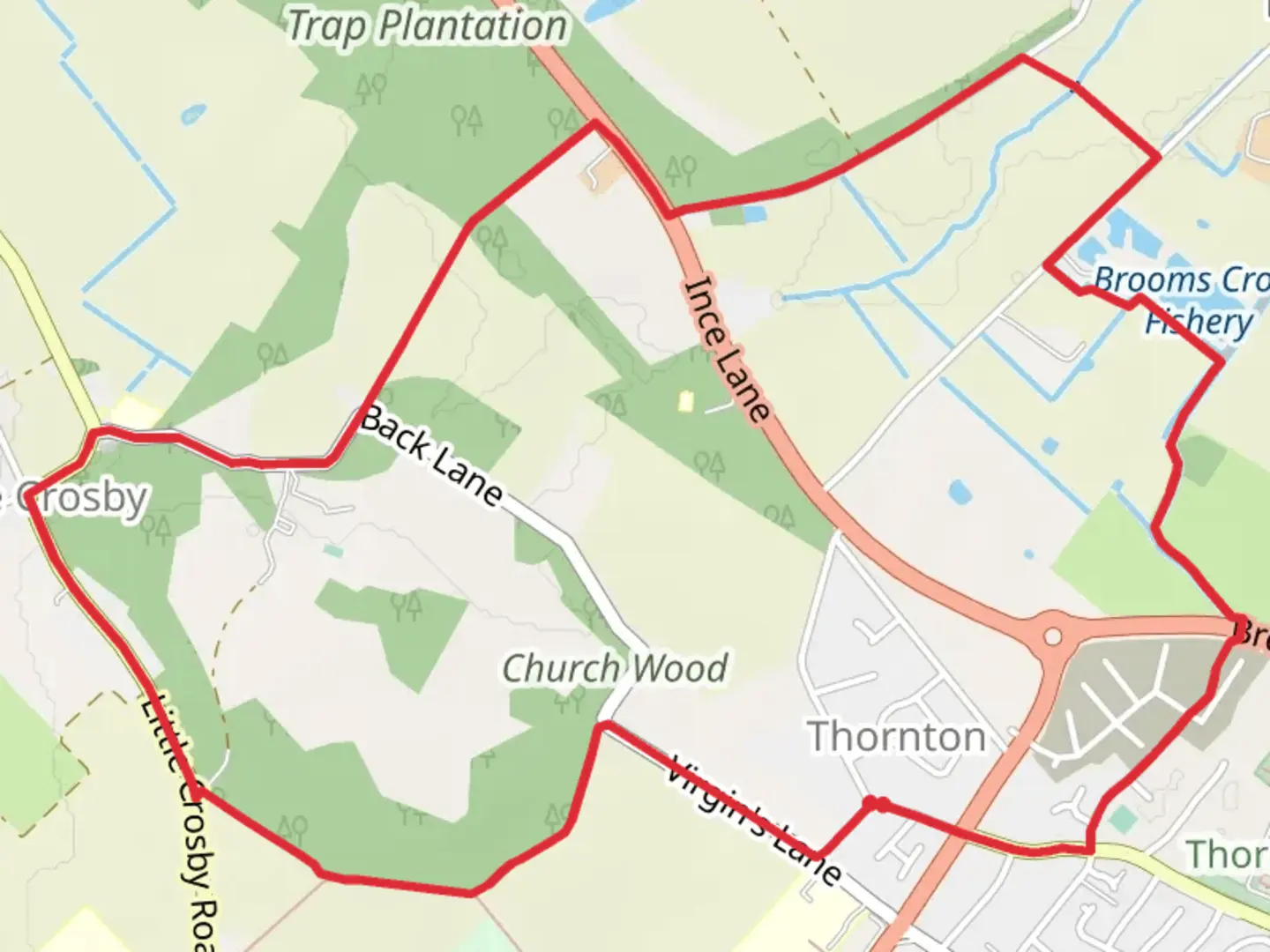 An image depicting the trail Ben's Gorse and Church Wood Loop and its surrounding area.
