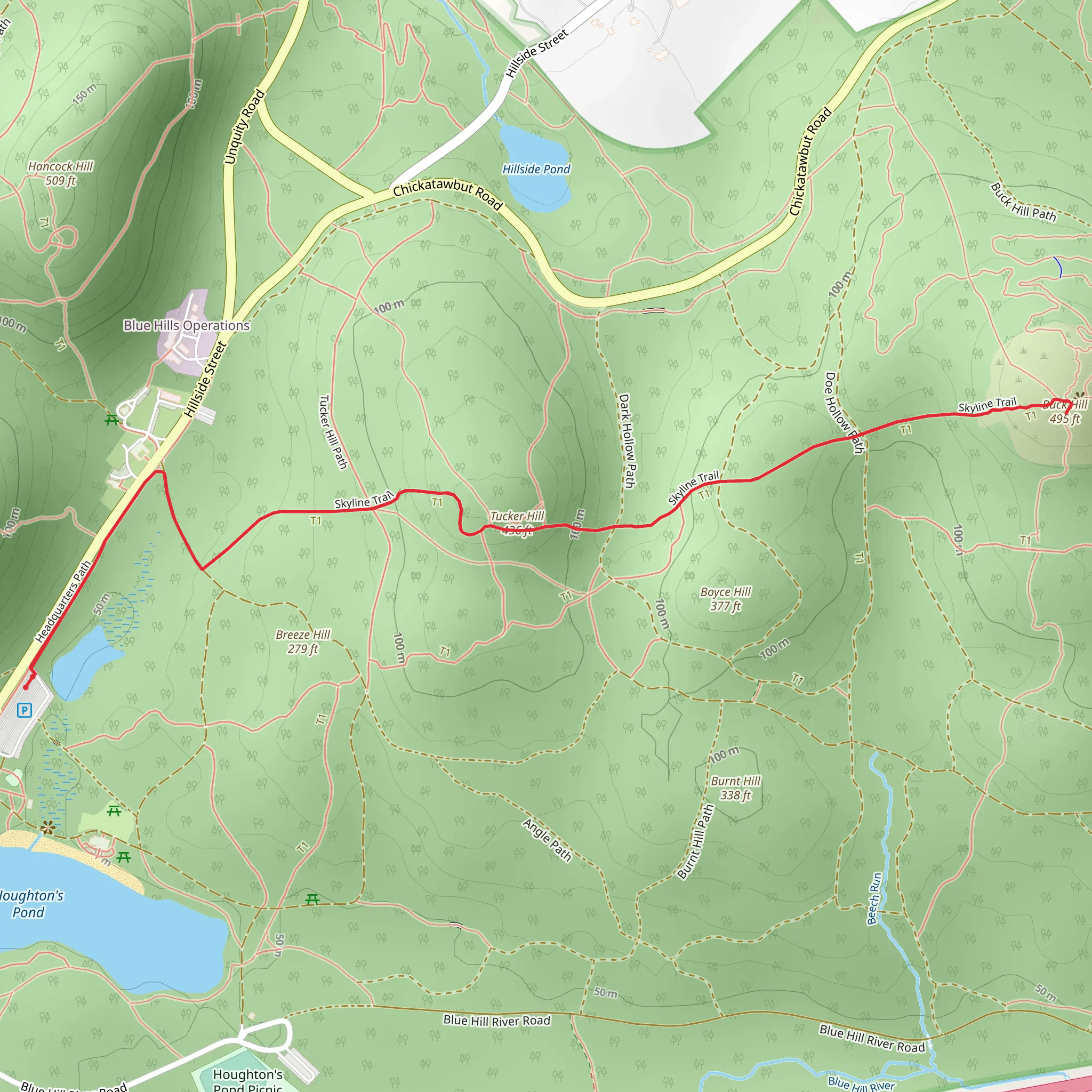 Tucker Hill and Buck Hill via Skyline Trail mobile static map