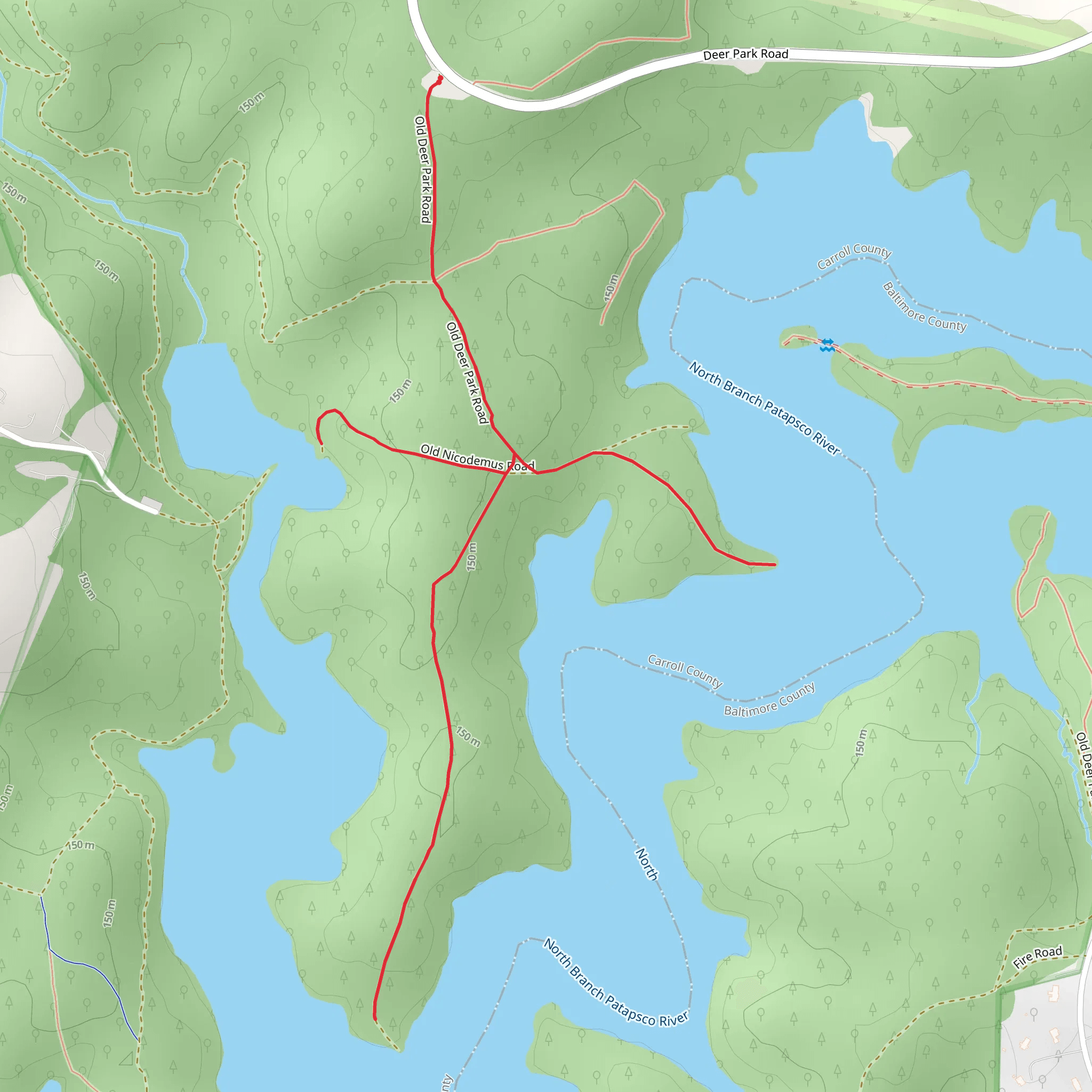 Middle Run and North Branch Patapsco River Knot mobile static map