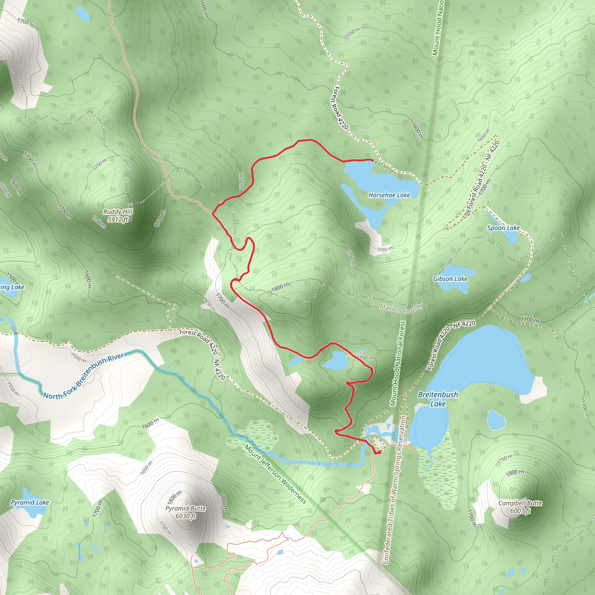 Horsehoe Lake via PCT mobile static map