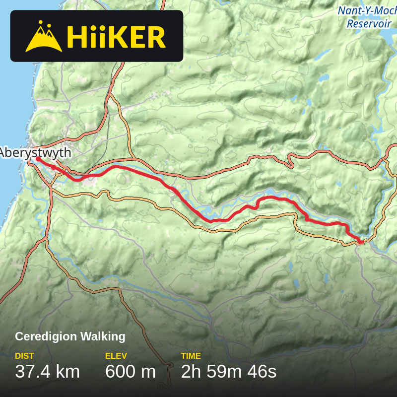 A map preview of the recording Ceredigion Walking.