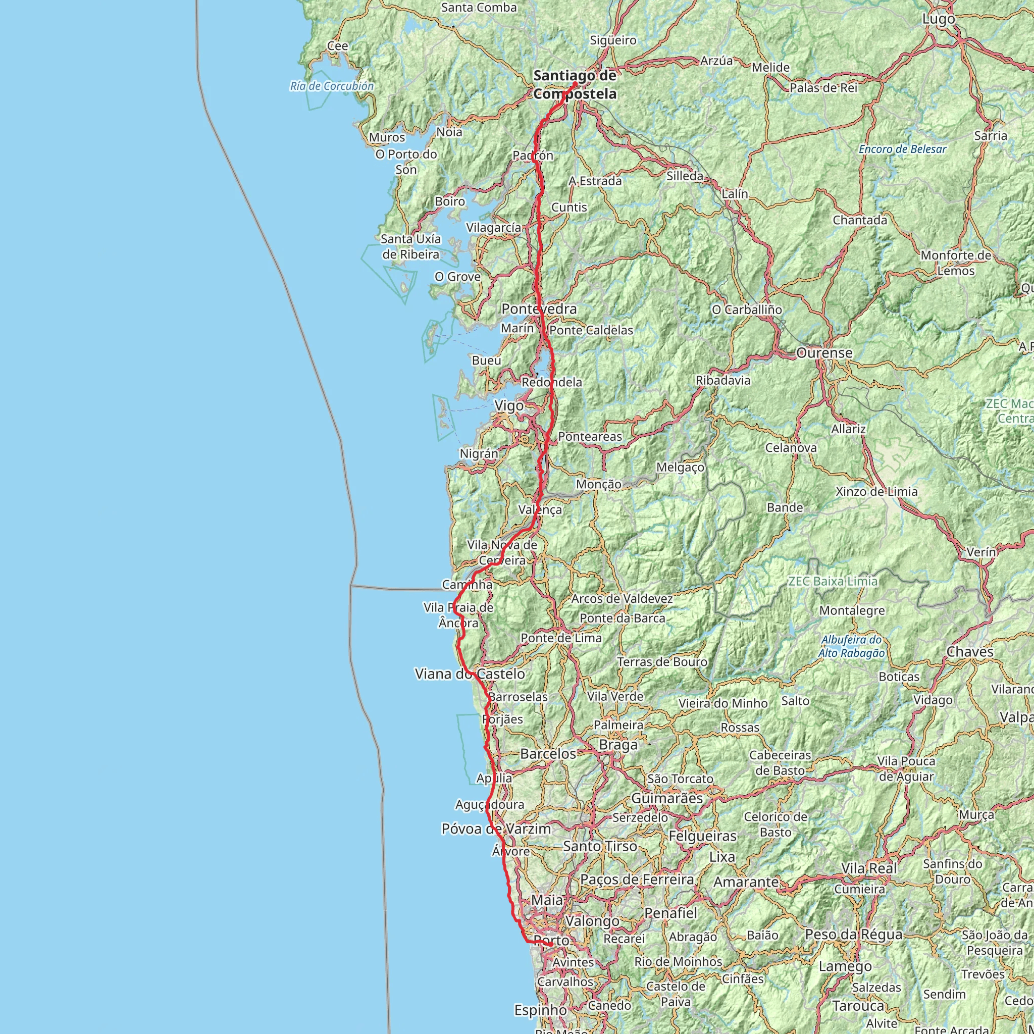 Portuguese Camino mobile static map
