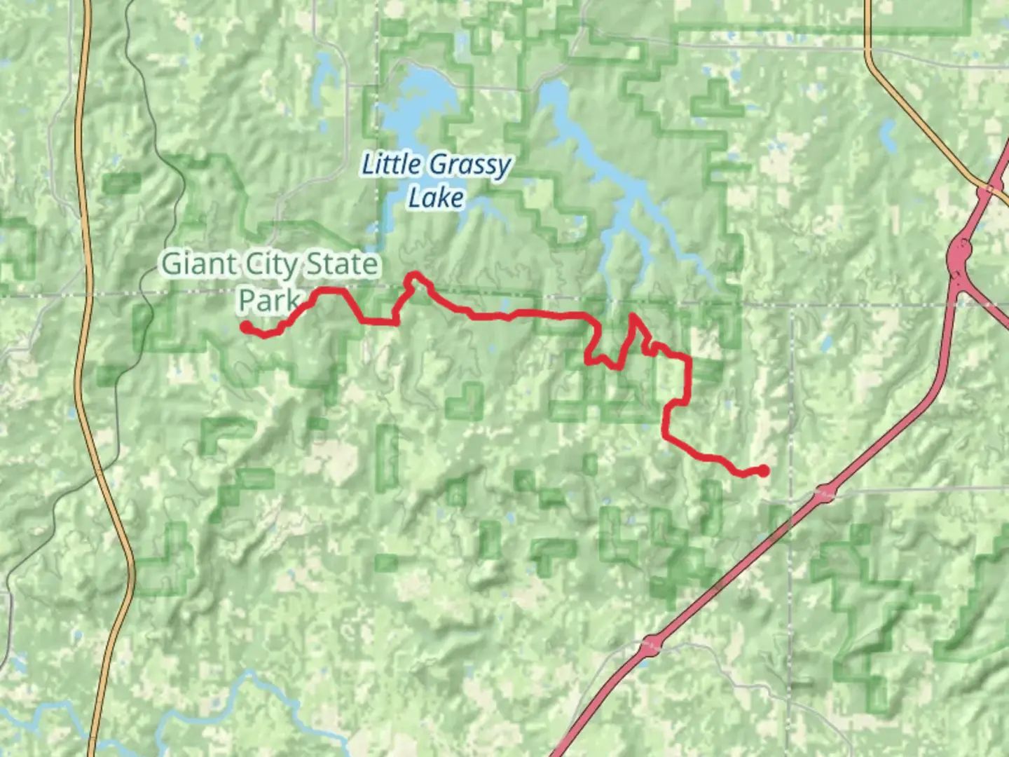 An image depicting the trail River to River Trail from North Lick Creek Road and its surrounding area.