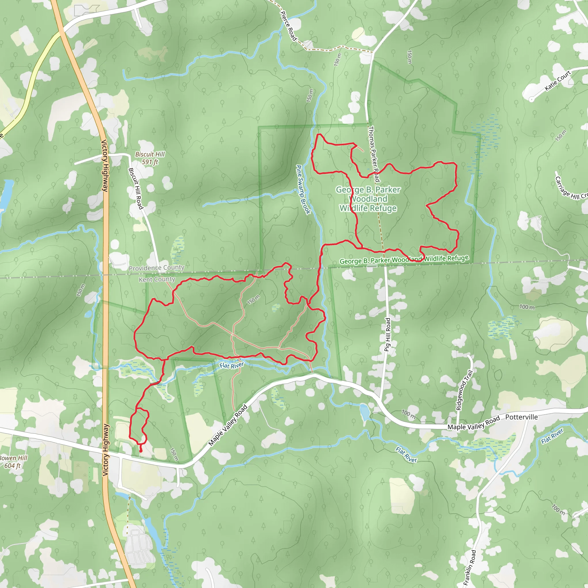 Orange Trail, Blue Trail - Foster, Yellow Loop Trail mobile static map