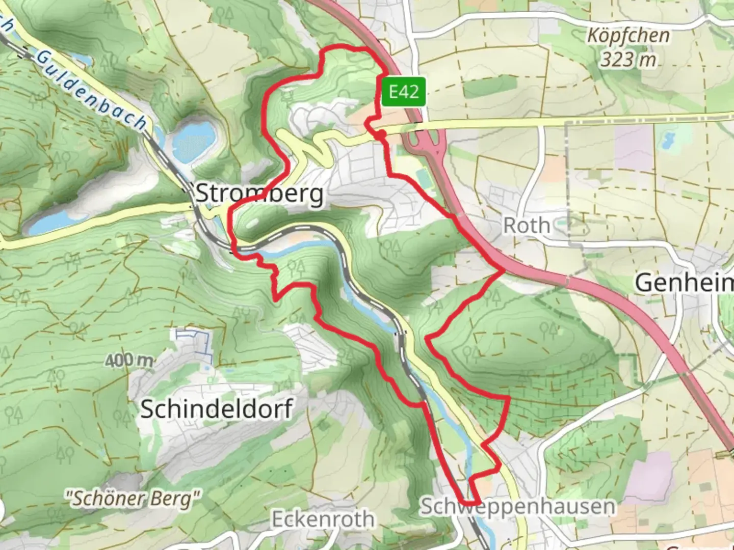 An image depicting the trail Nahehoehenweg and Michels Vitaltour and its surrounding area.