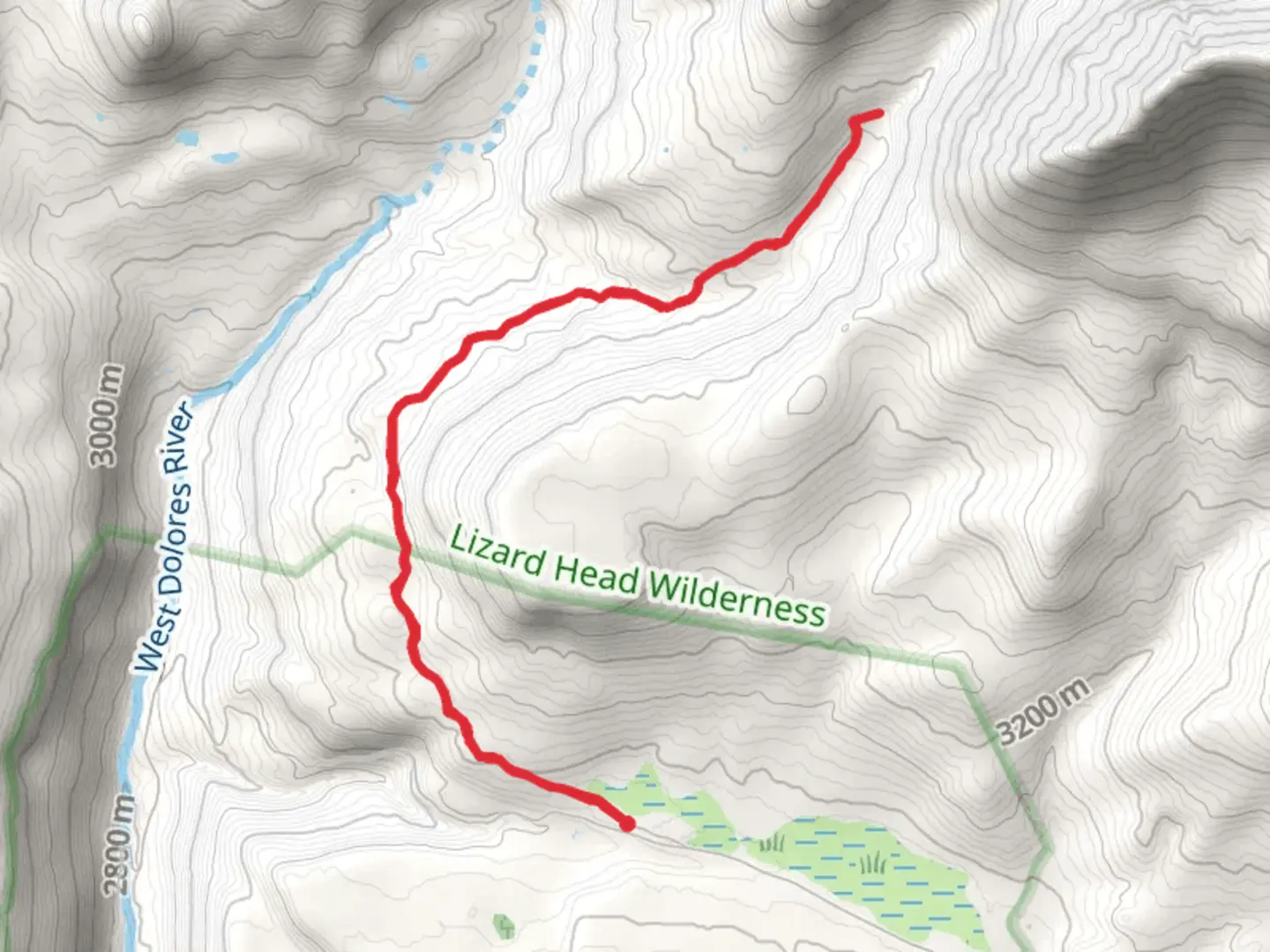 An image depicting the trail Kilpacker Basin Trail Out and Back and its surrounding area.