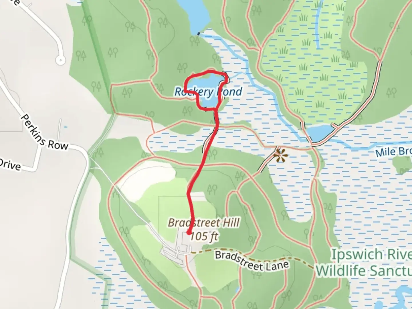 An image depicting the trail Rockery Pond via Rockery Trail and its surrounding area.