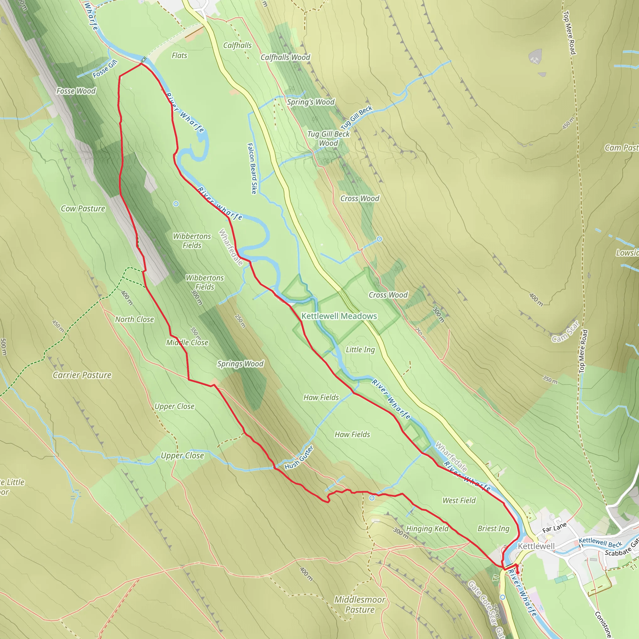 Kettlewell to Starbotton Walk mobile static map