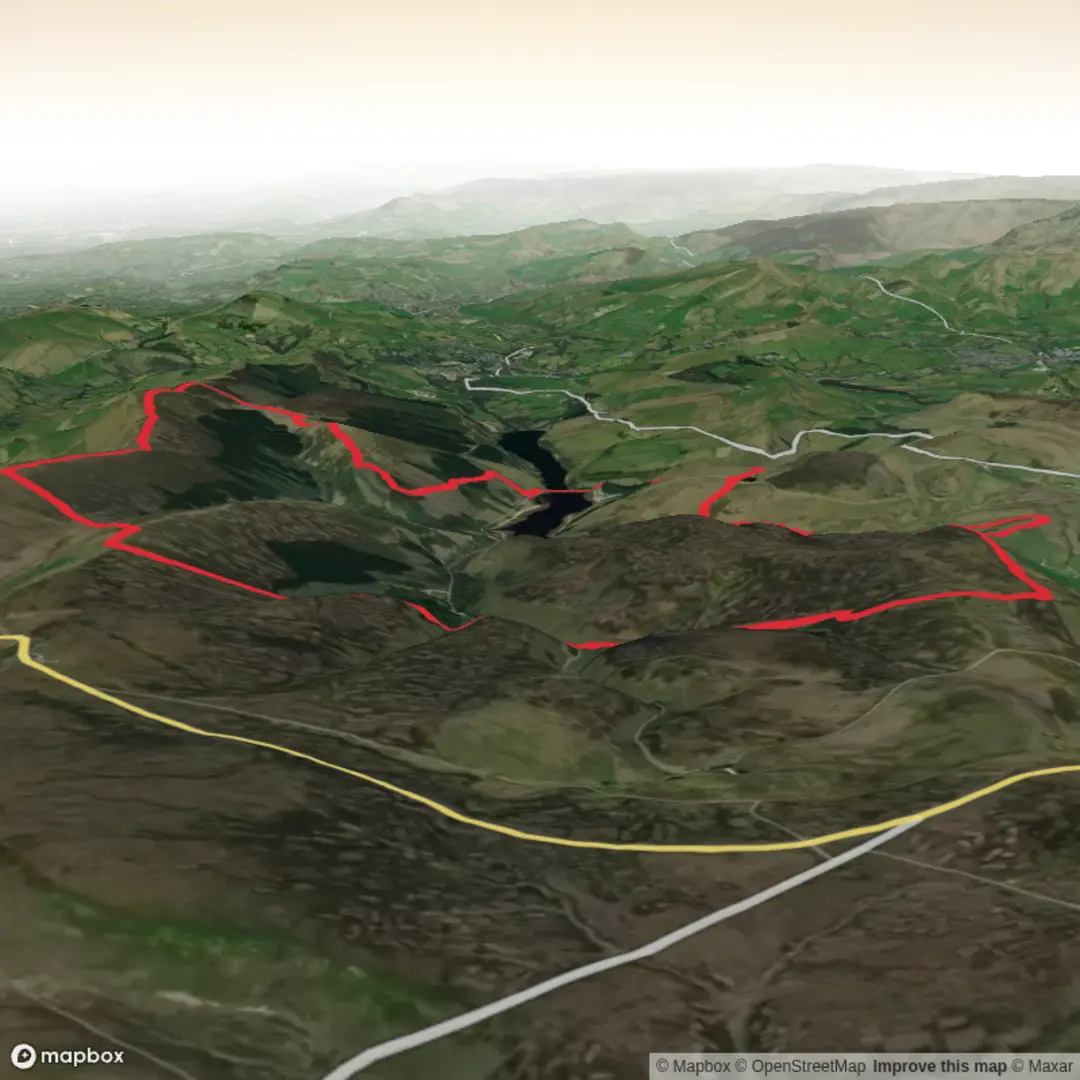 An image depicting the trail The Tors via Errwood Reservoir and its surrounding area.