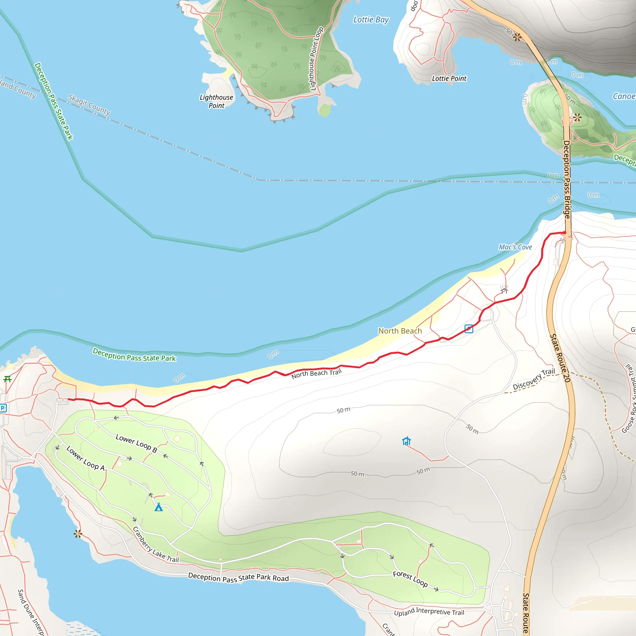 North Beach Trail and Mac's Cove mobile static map