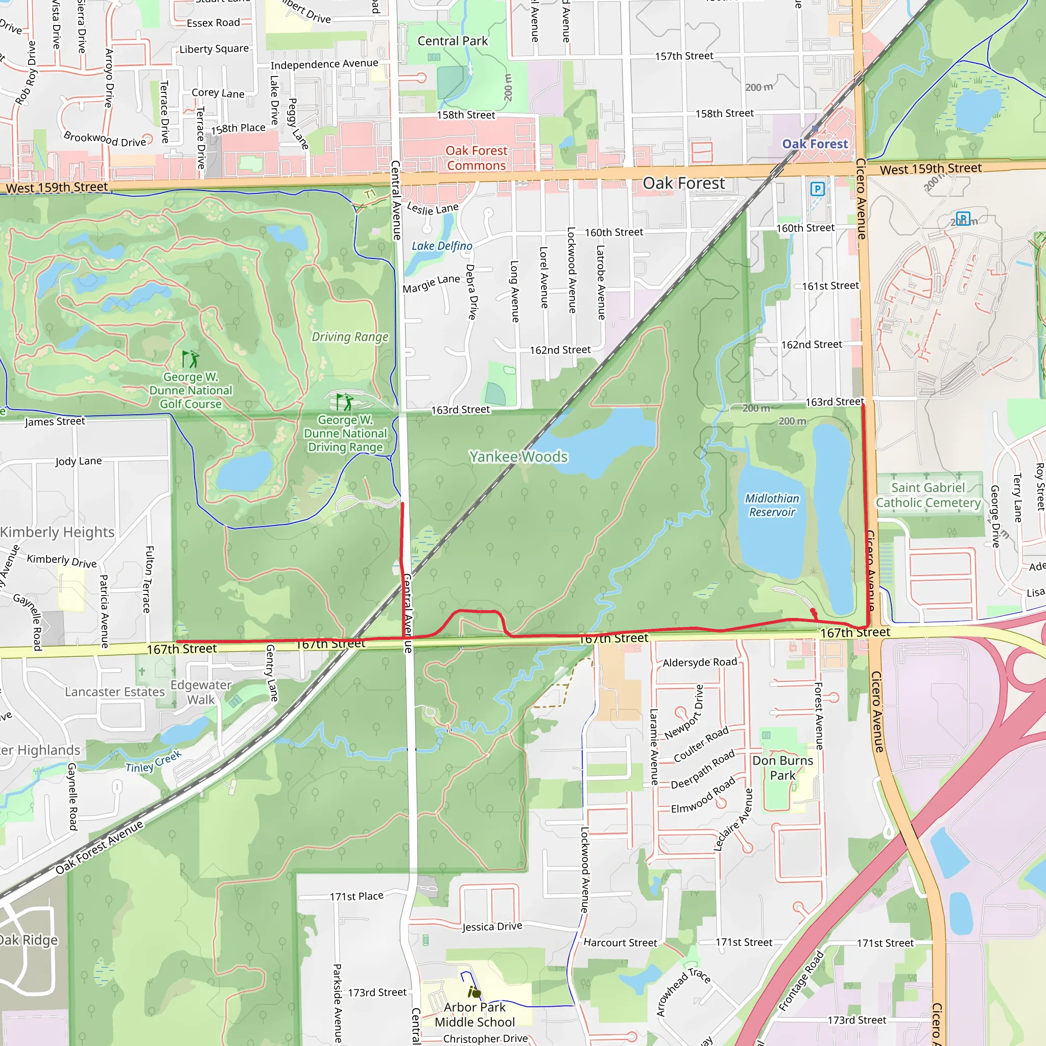 Tinley Creek Blue and Green Paved Trail mobile static map