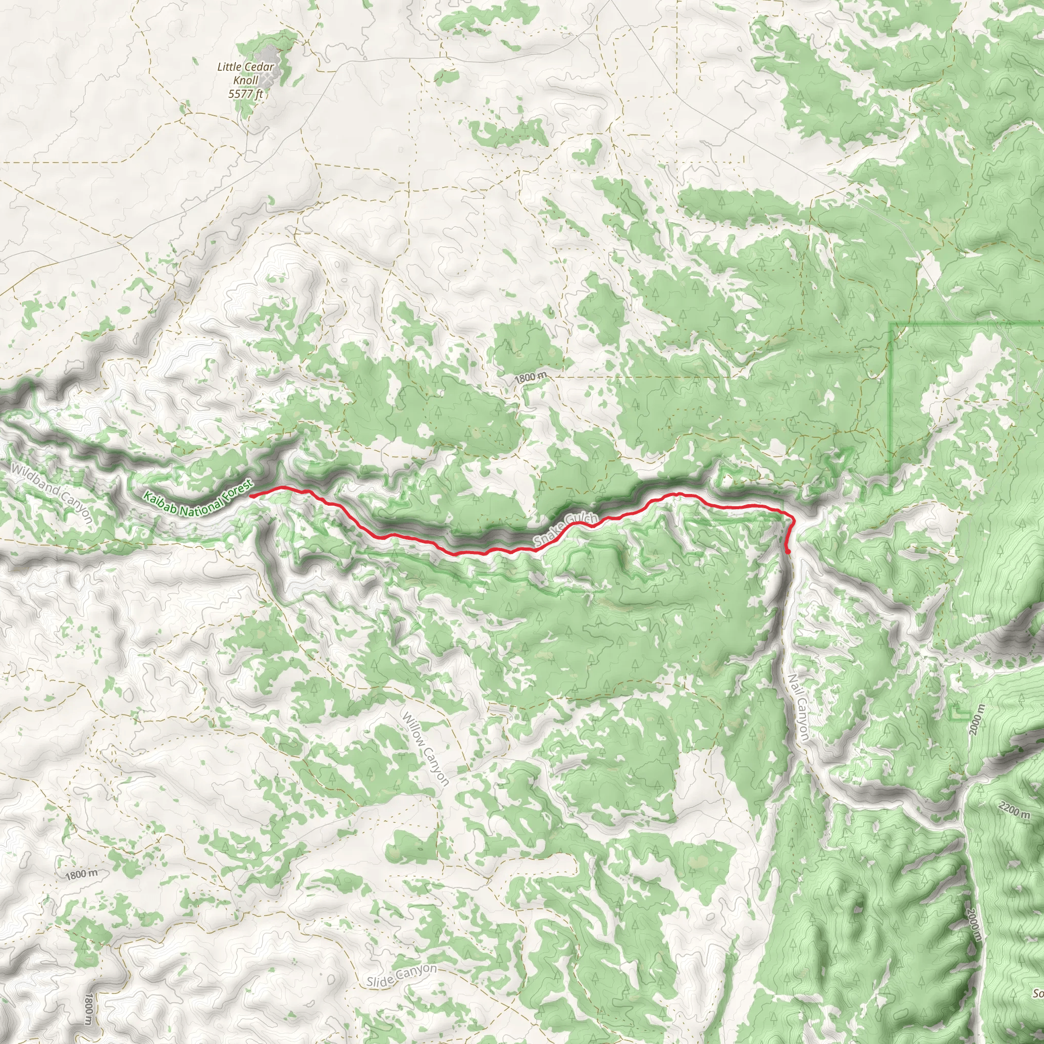 Snake Gulch Trail - Short mobile static map