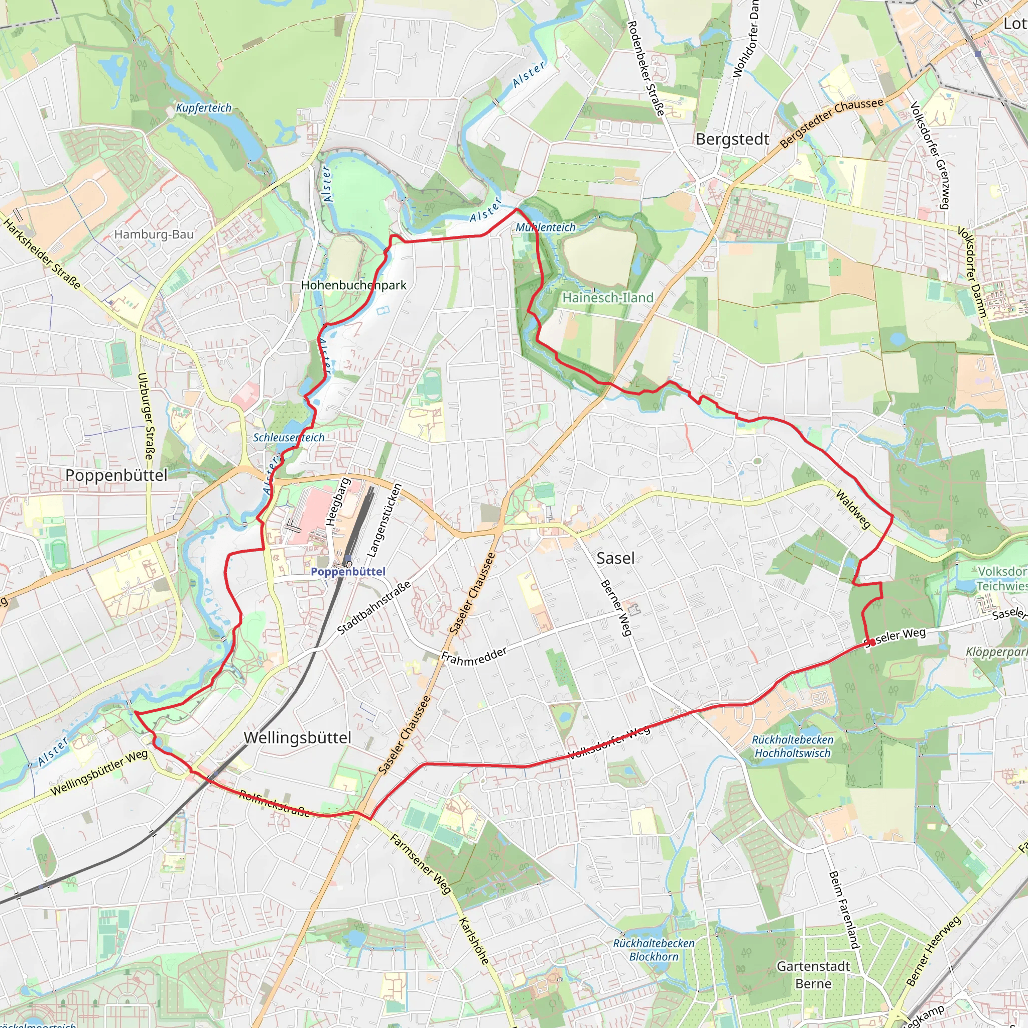 Schleusenteich via Alsterwanderweg mobile static map