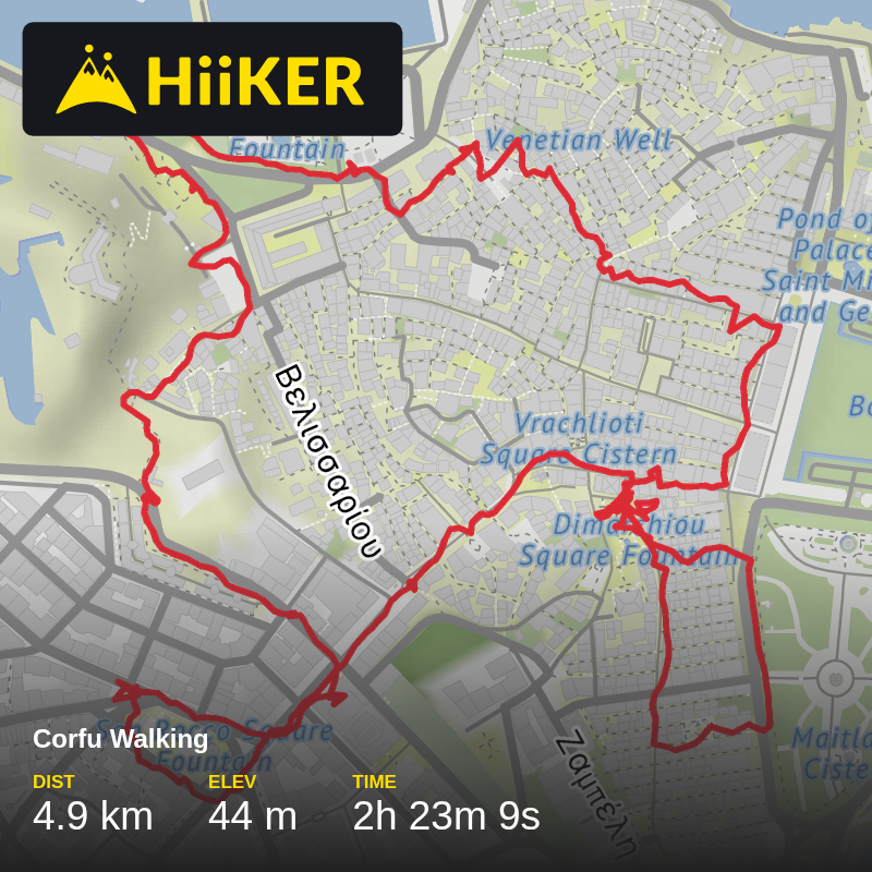A map preview of the recording Corfu Walking.